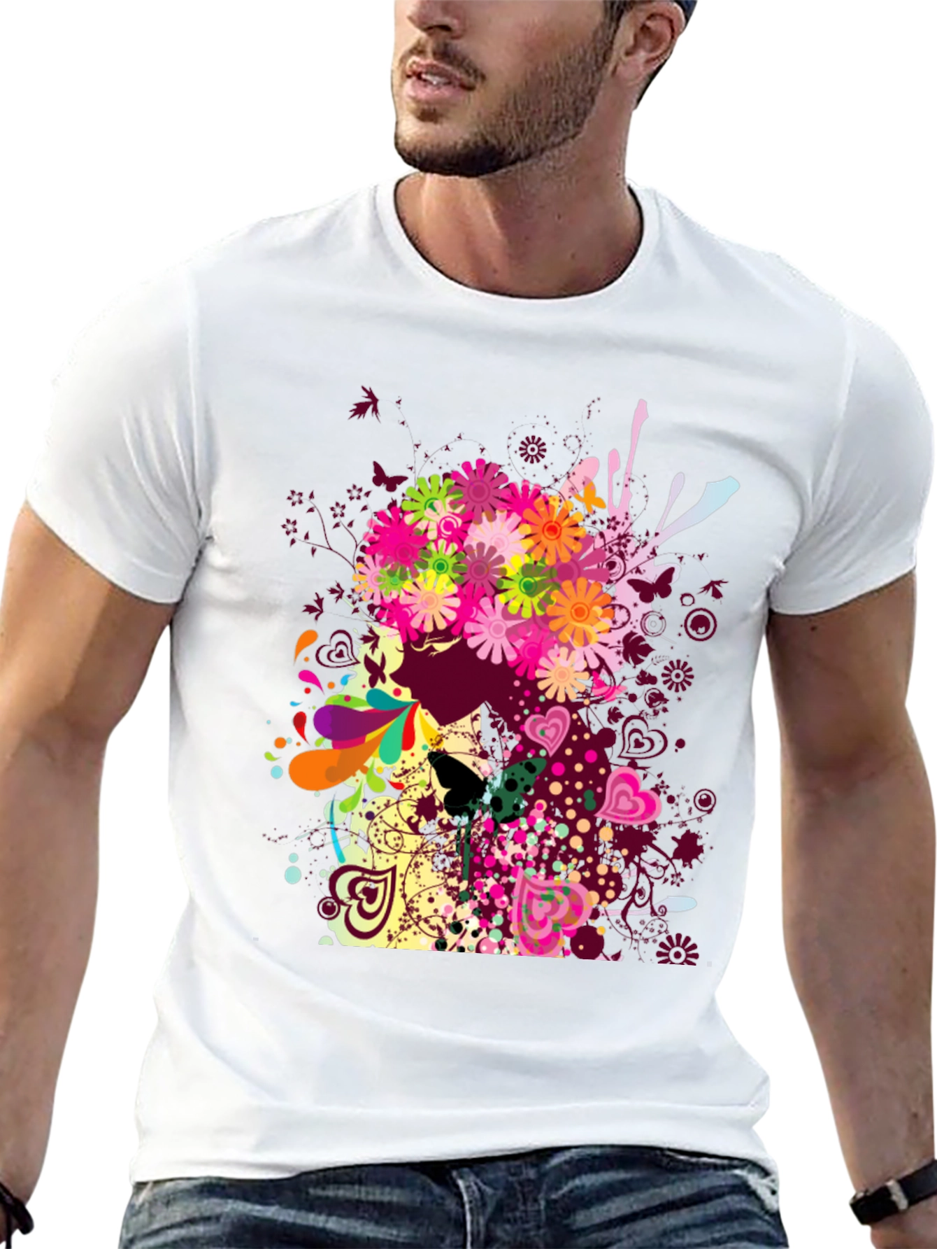 Floral Skull Graphic Tee - Unique Art Design