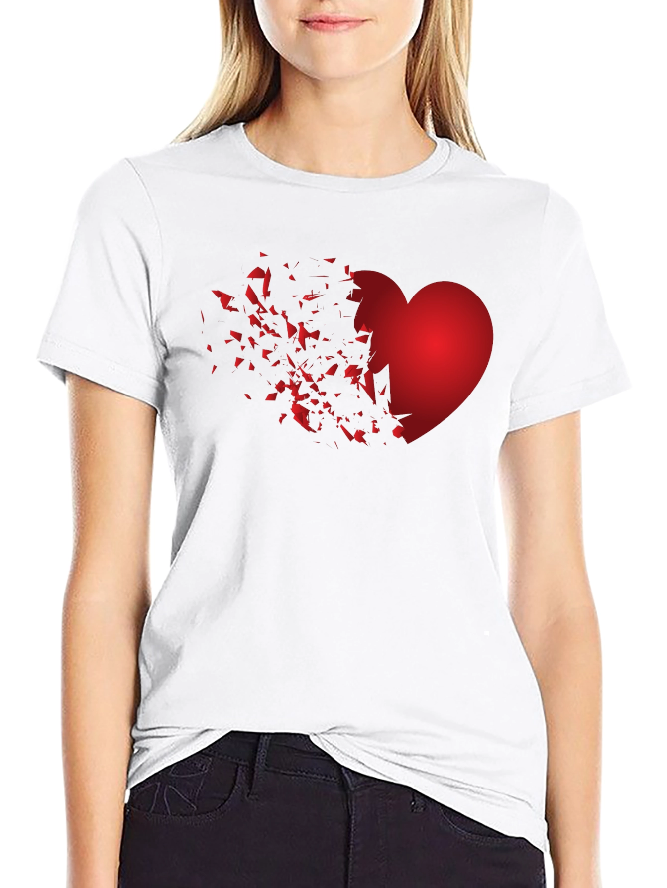 Shattered Heart Graphic Black T-Shirt
