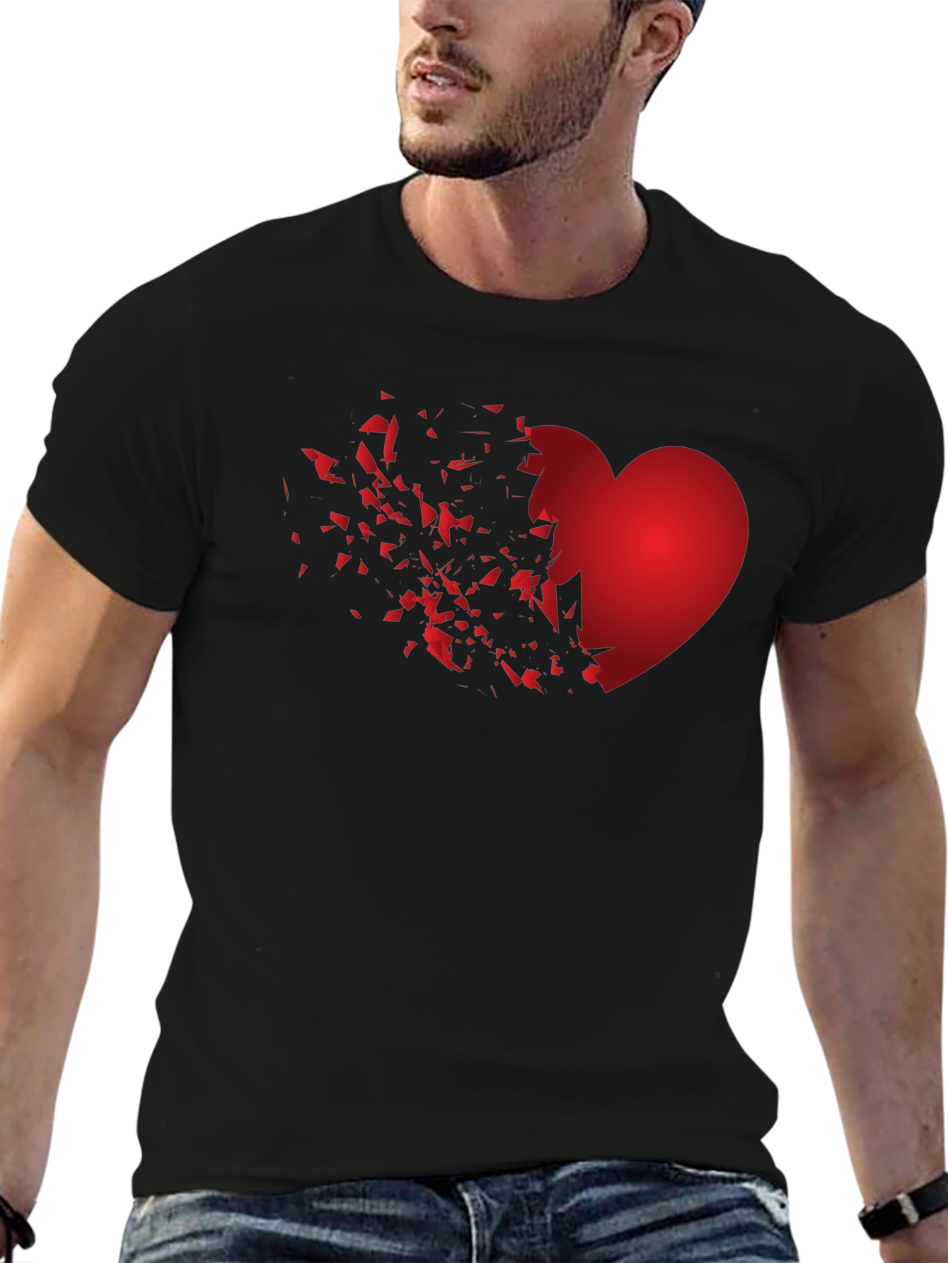 Shattered Heart Graphic Black T-Shirt