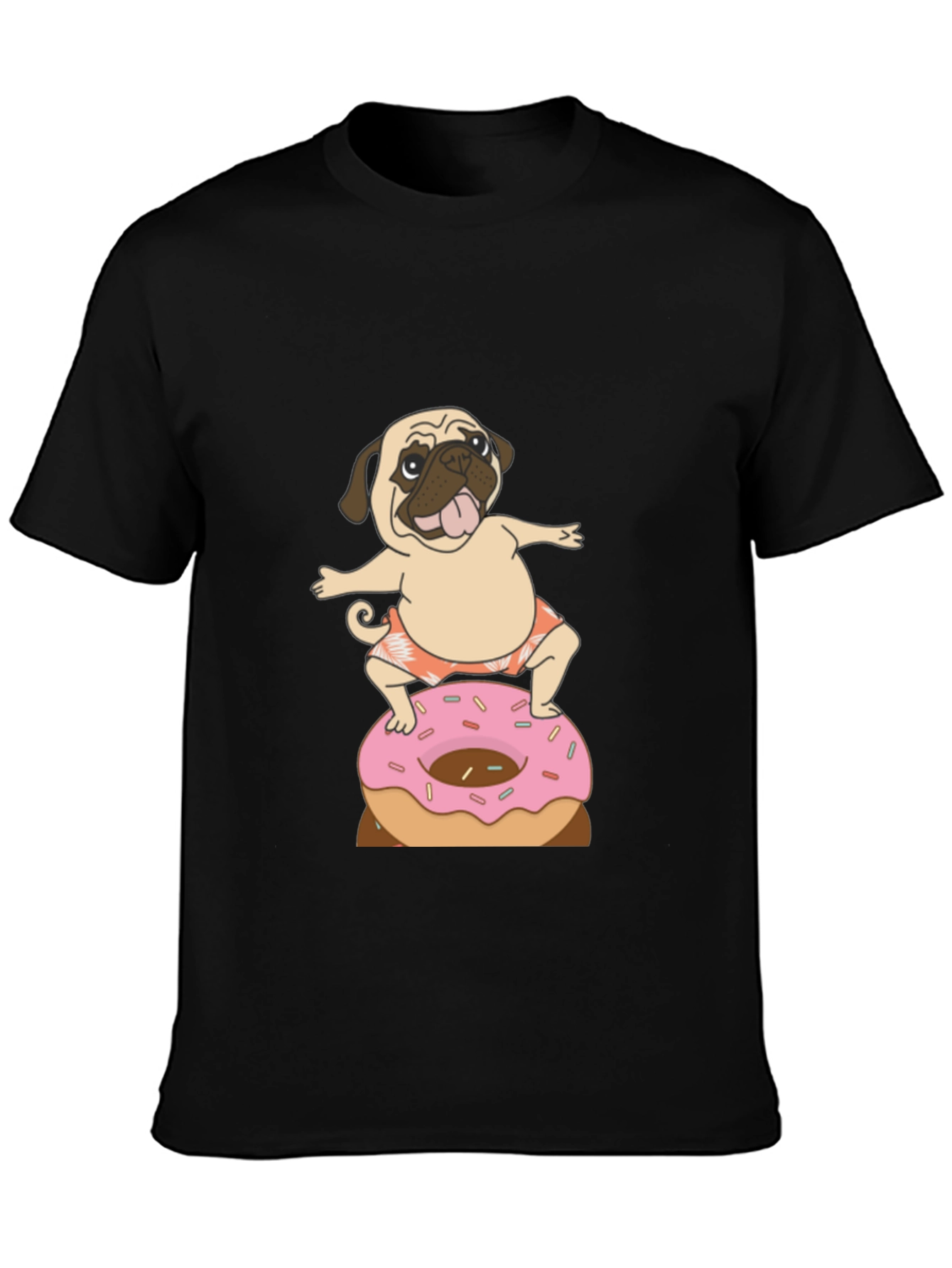 Pug on Donut T-Shirt - Fun & Casual Wear