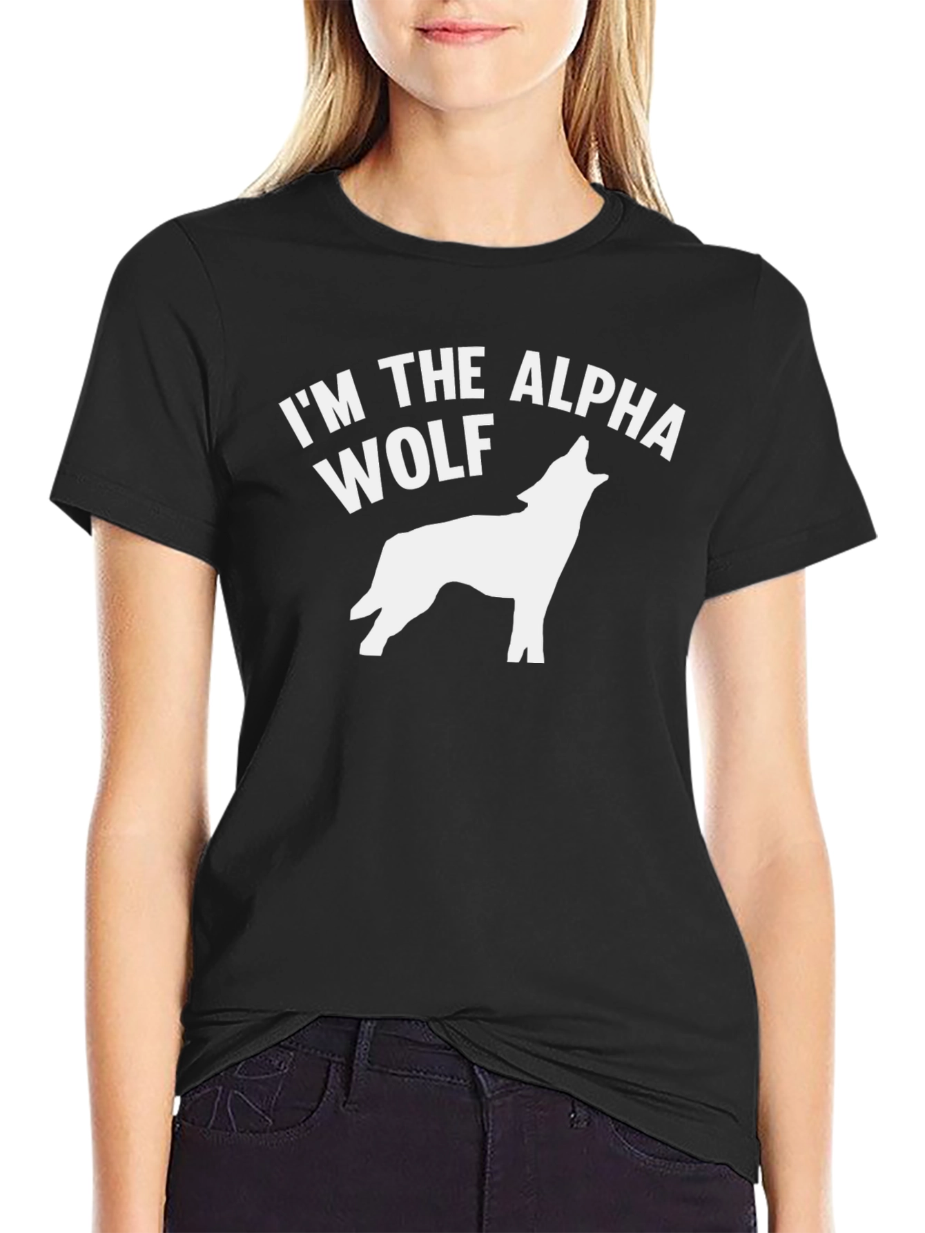 Alpha Wolf Graphic Tee - Black Cotton T-Shirt