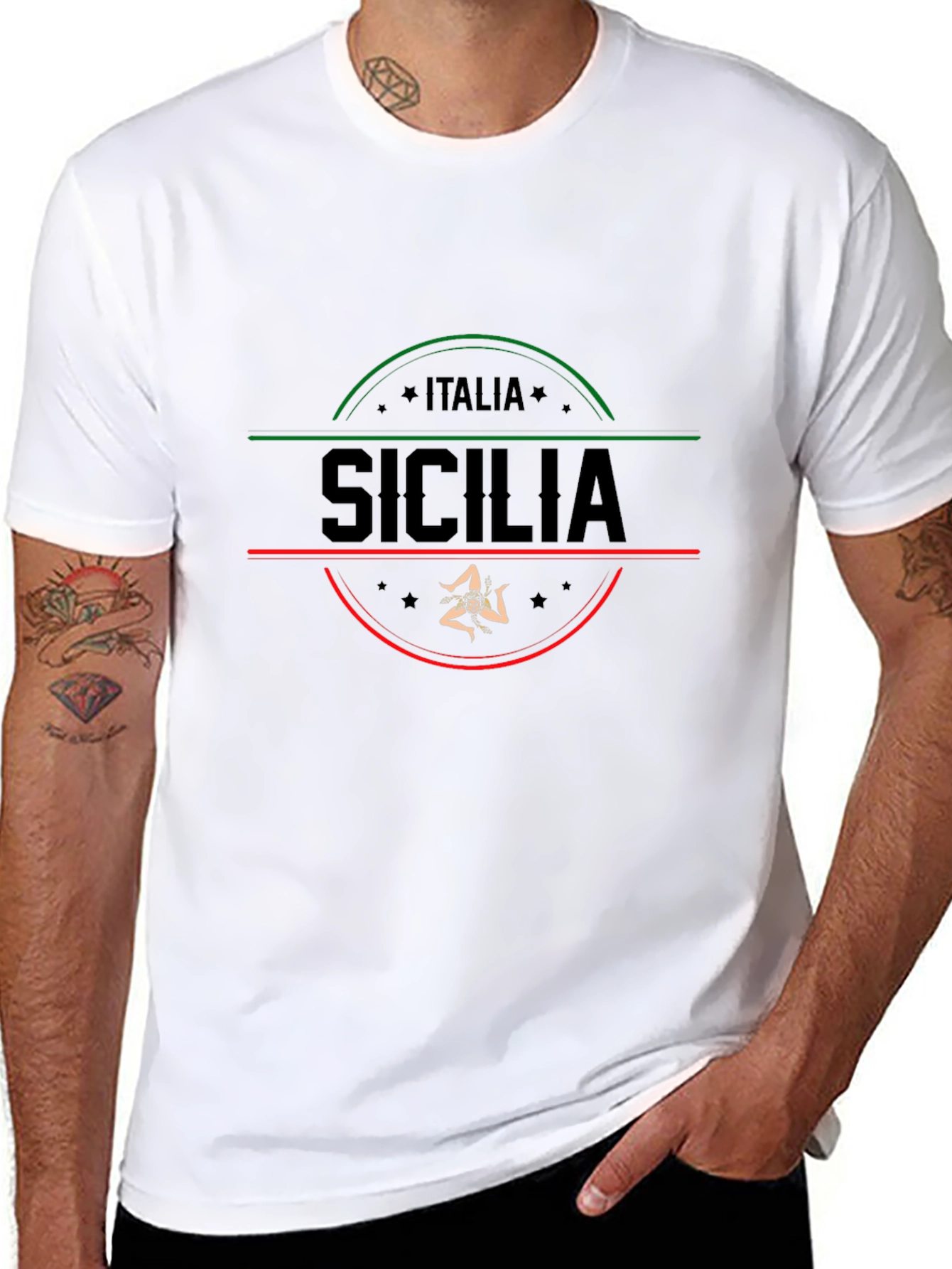 Italia Sicilia Black Graphic T-Shirt