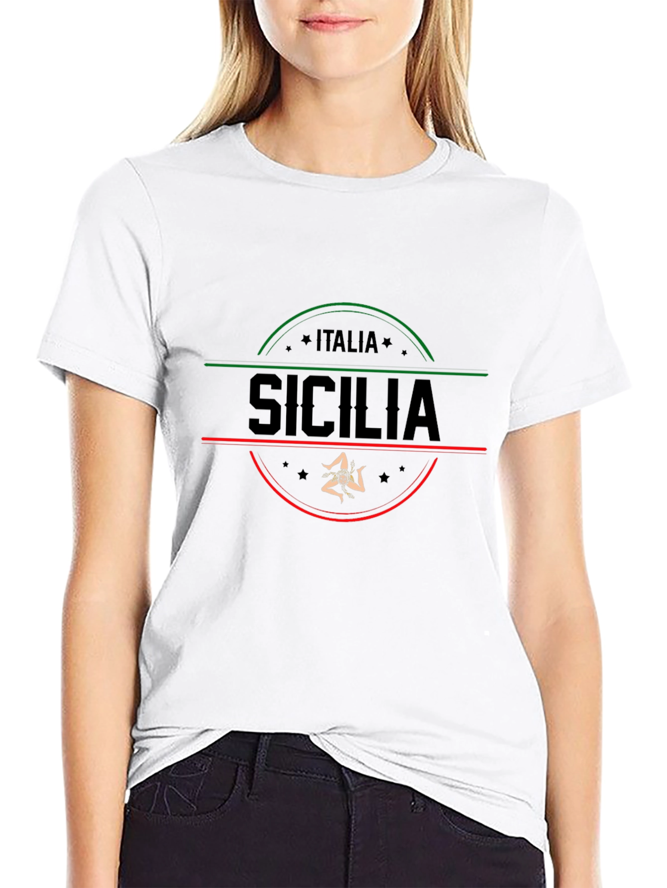 Italia Sicilia Black Graphic T-Shirt