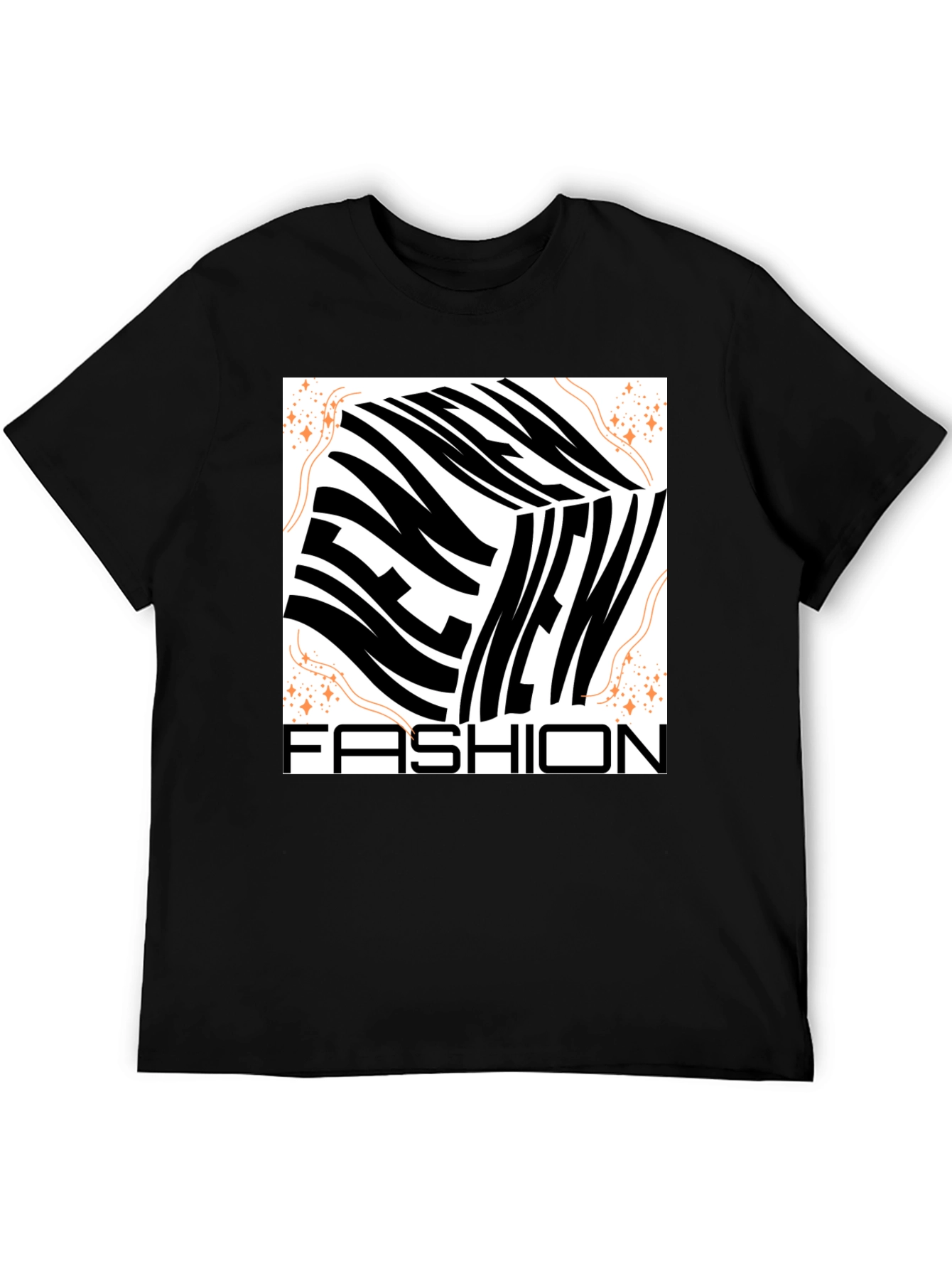 New Fashion Graphic Tee - Mens Black Crew Neck