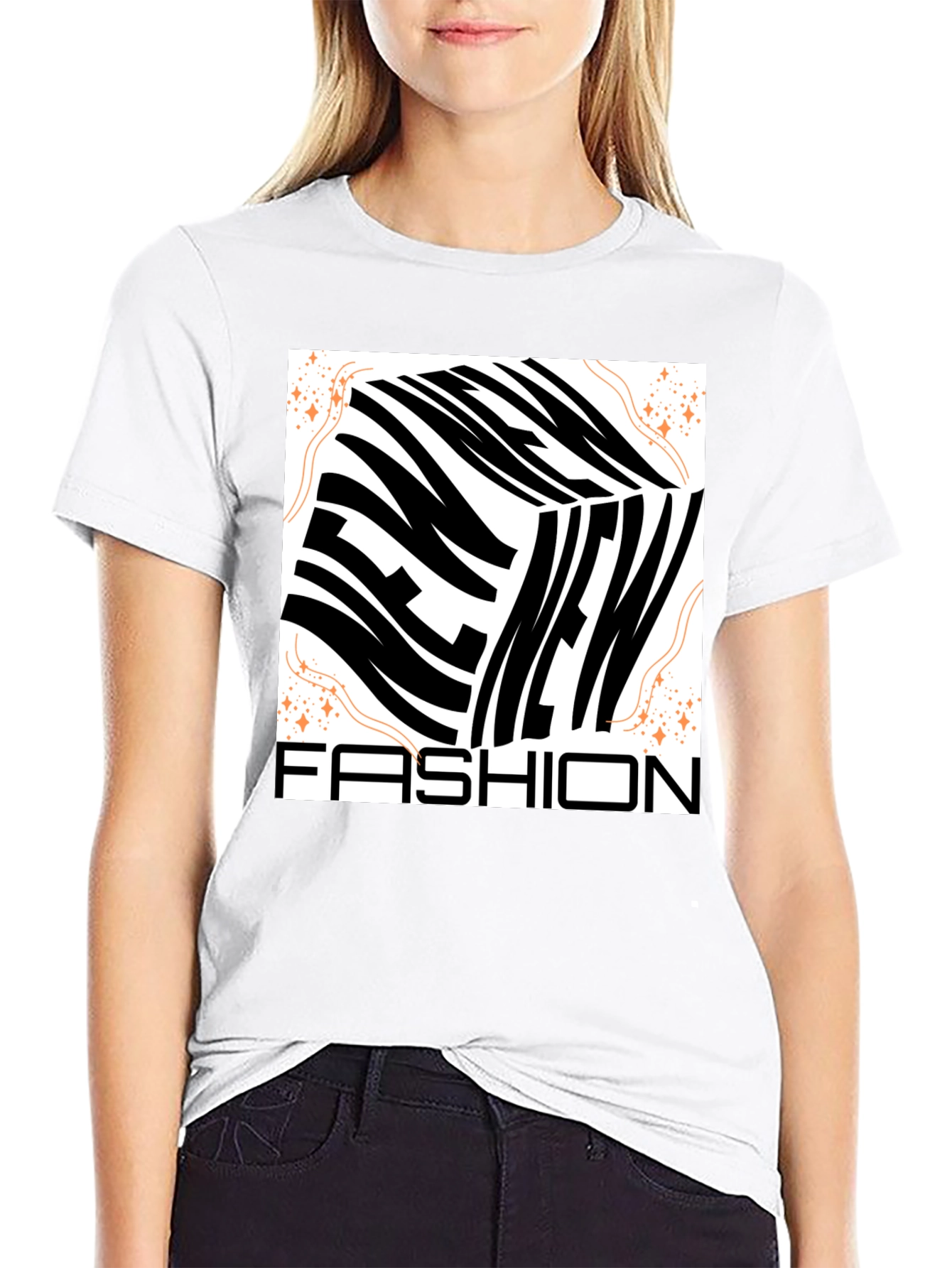 New Fashion Graphic Tee - Mens Black Crew Neck