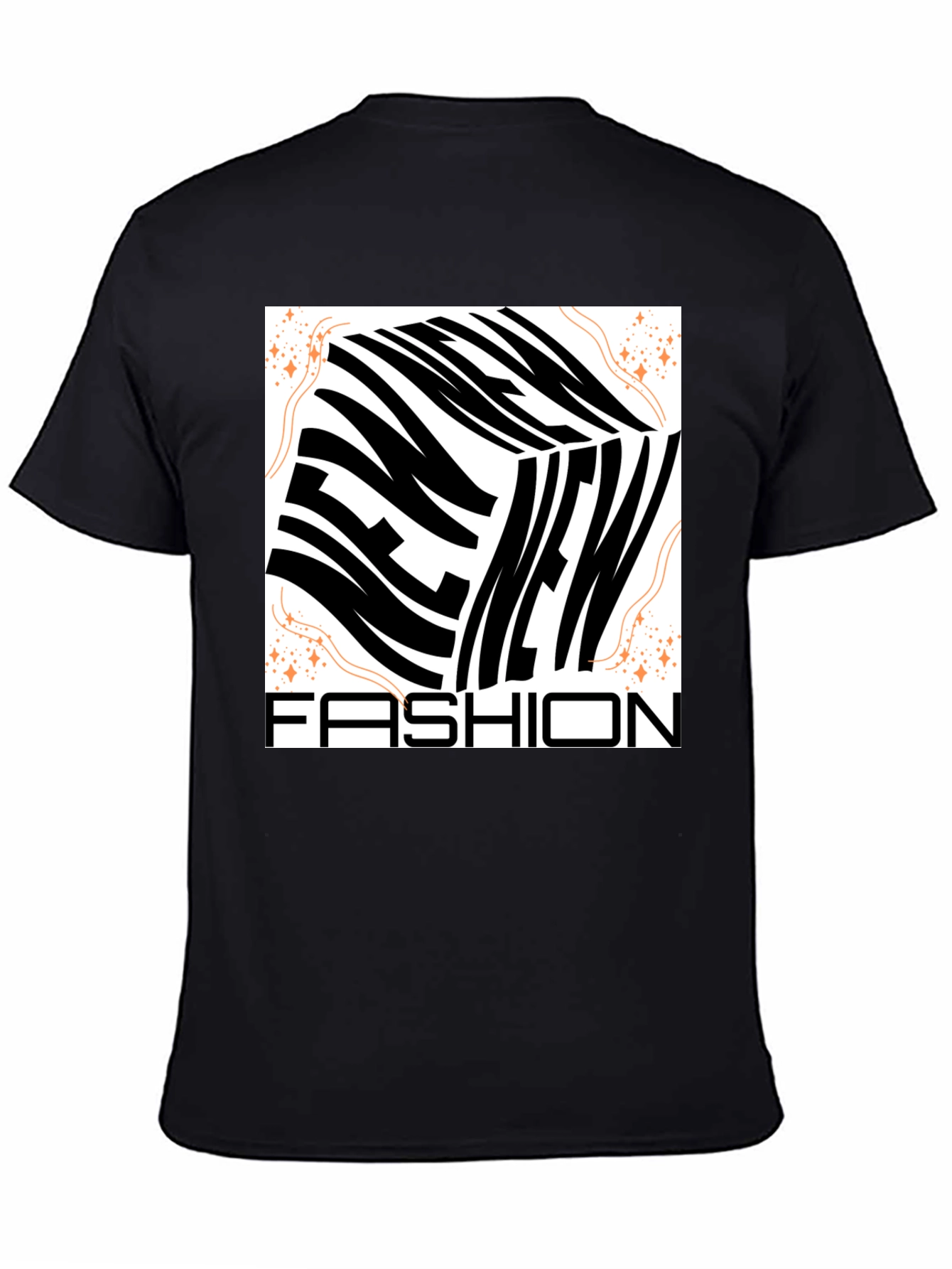 New Fashion Graphic Tee - Mens Black Crew Neck