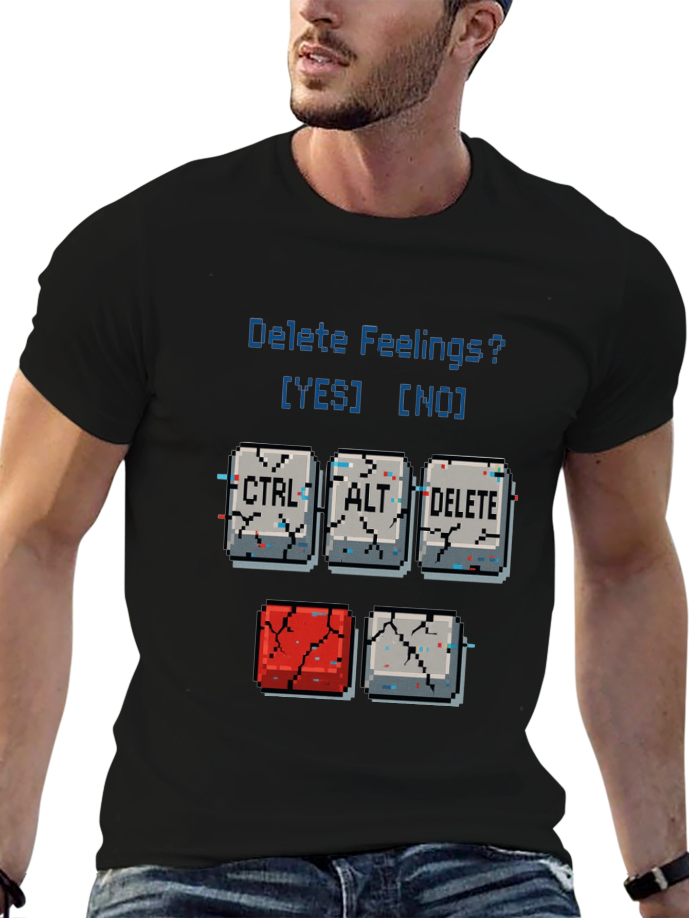 Delete Feelings? Pixel Art Graphic T-Shirt