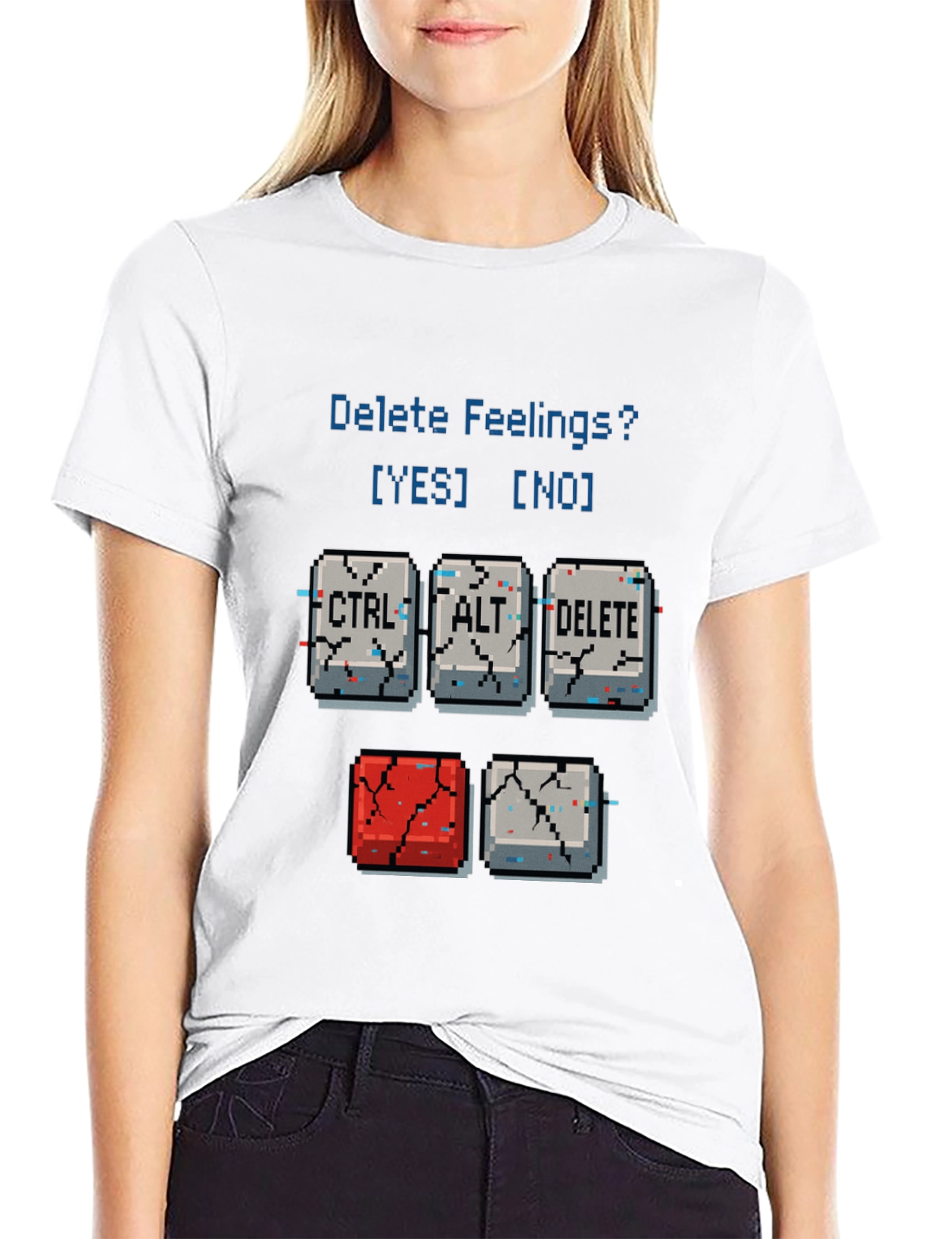 Delete Feelings? Pixel Art Graphic T-Shirt