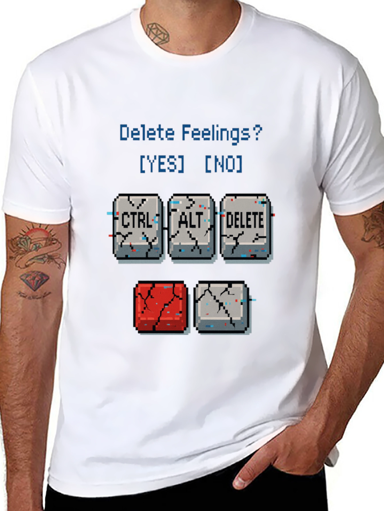 Delete Feelings? Pixel Art Graphic T-Shirt