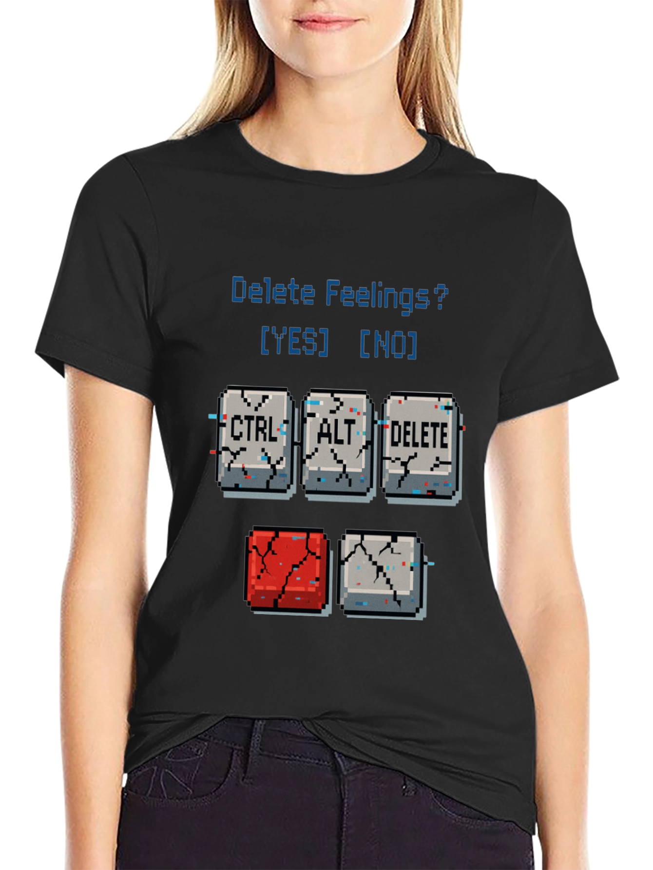 Delete Feelings? Pixel Art Graphic T-Shirt