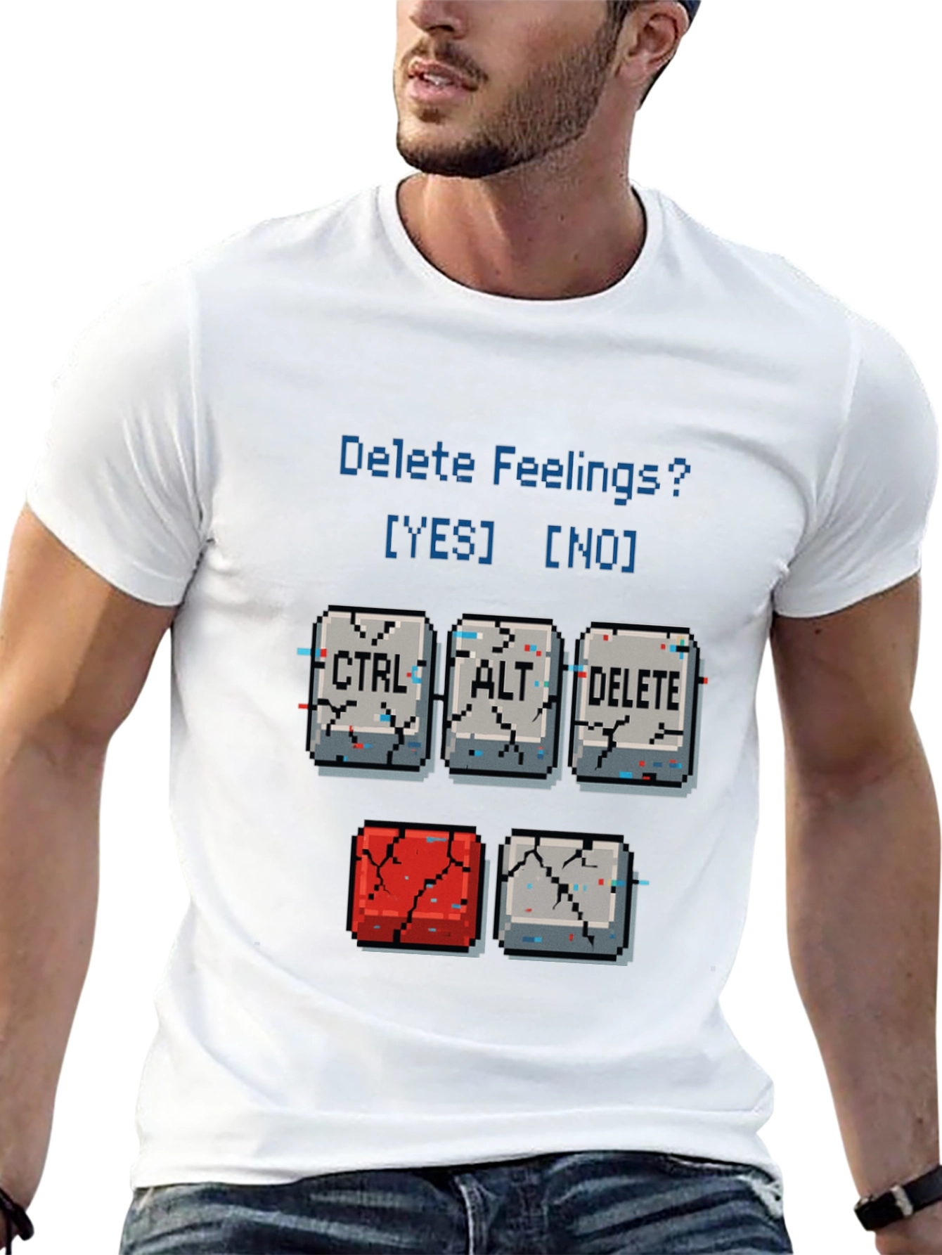 Delete Feelings? Pixel Art Graphic T-Shirt