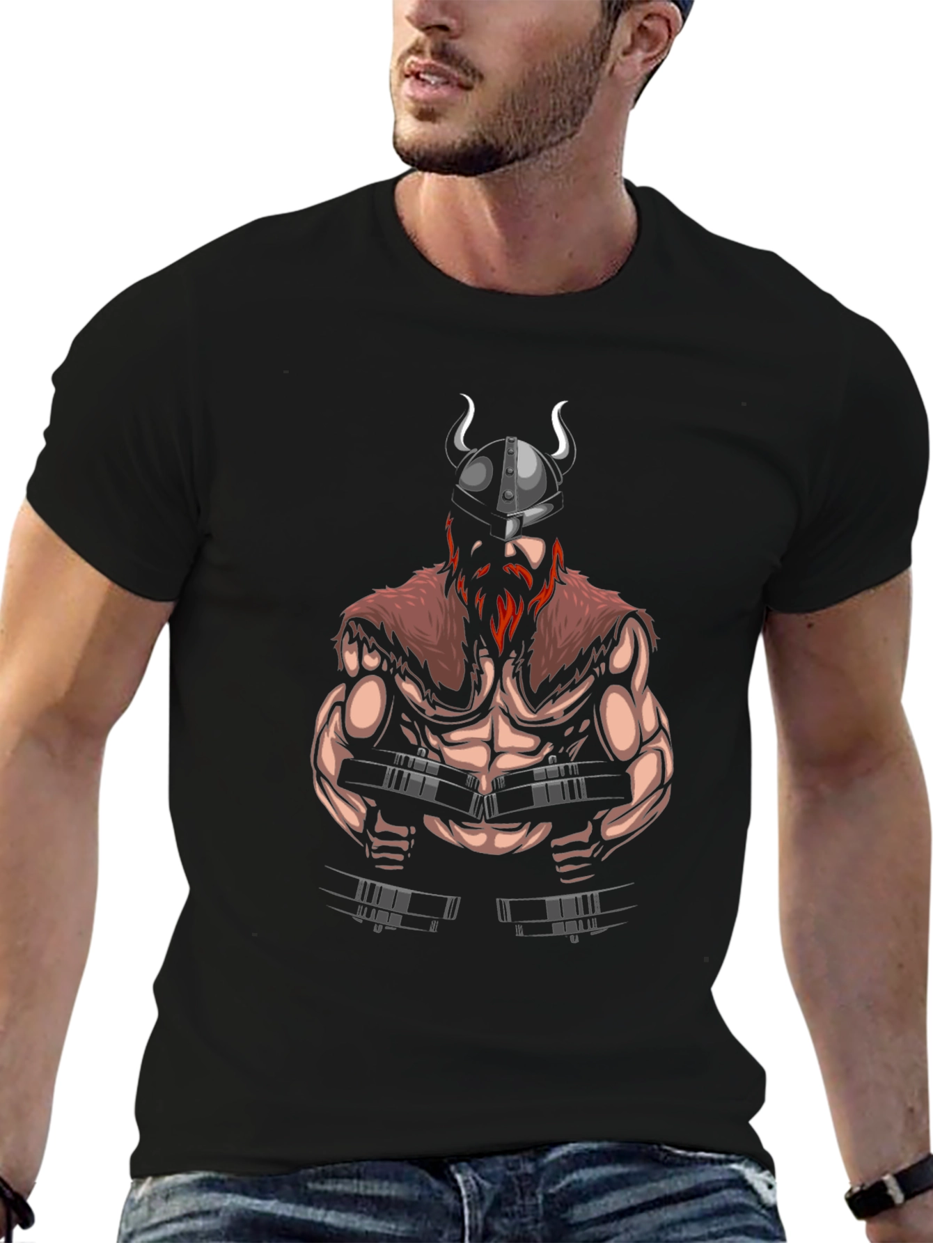 Viking Gym T-Shirt - Black Cotton Graphic Tee