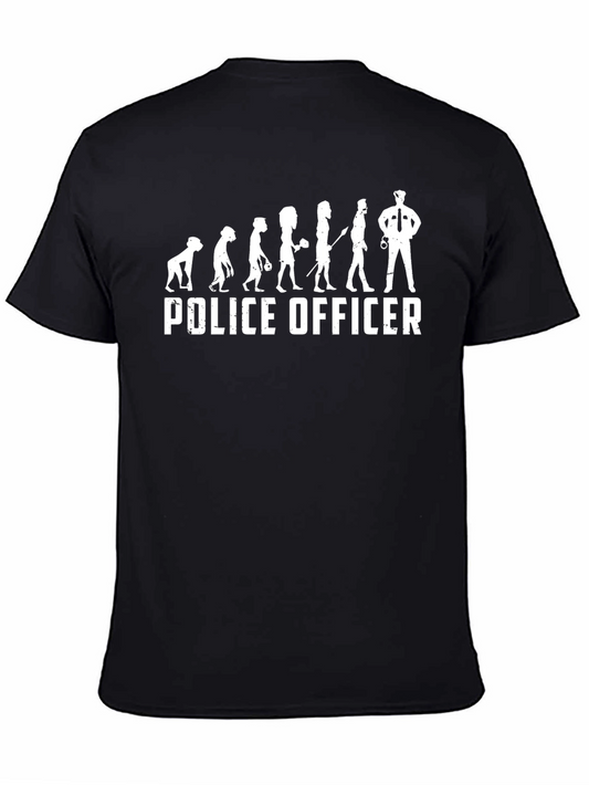 Police Officer Evolution Black Graphic Tee