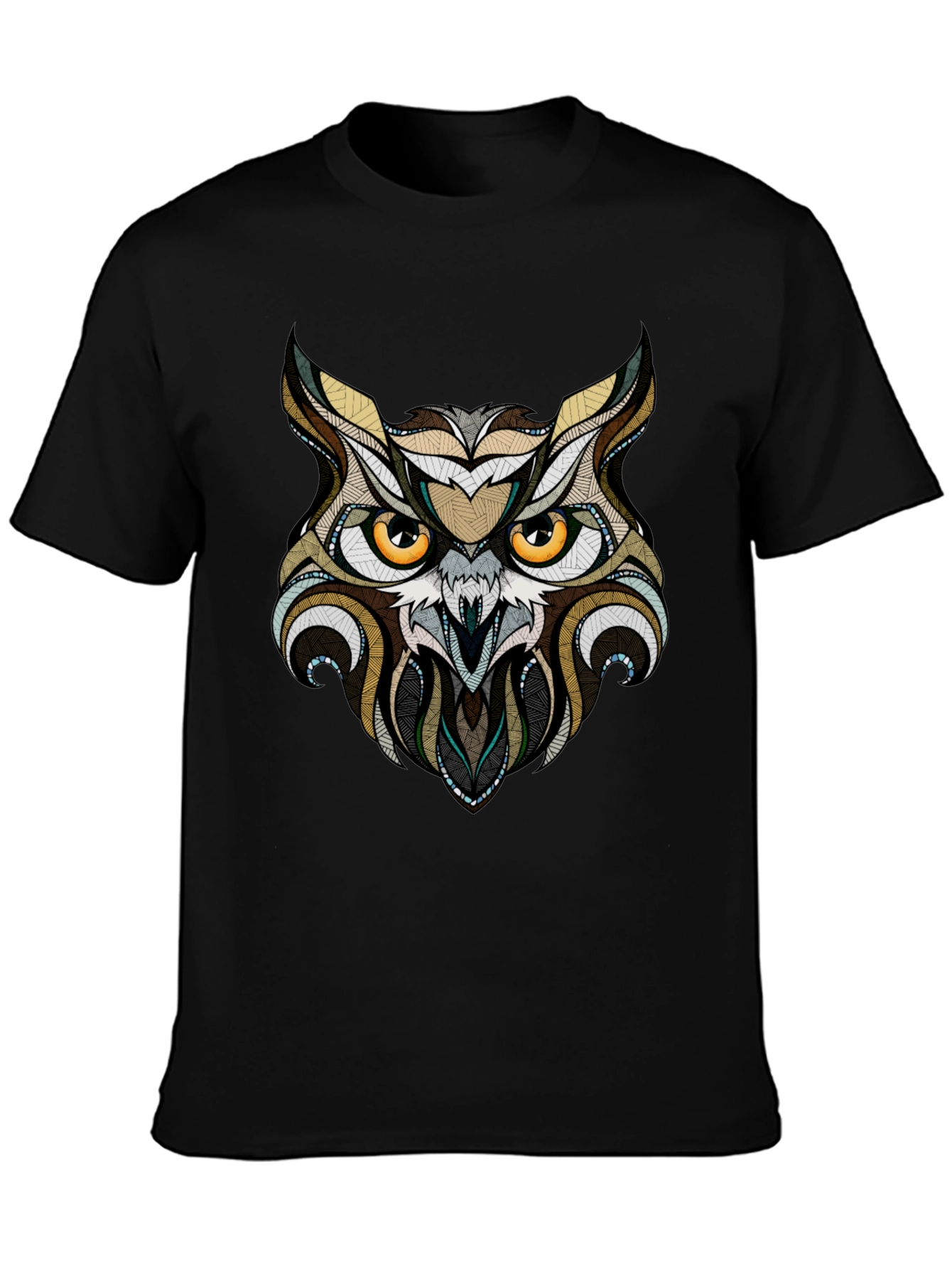 Owl Graphic Print Black T-Shirt