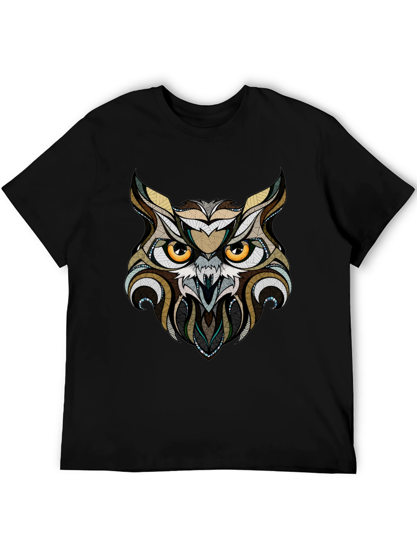 Owl Graphic Print Black T-Shirt
