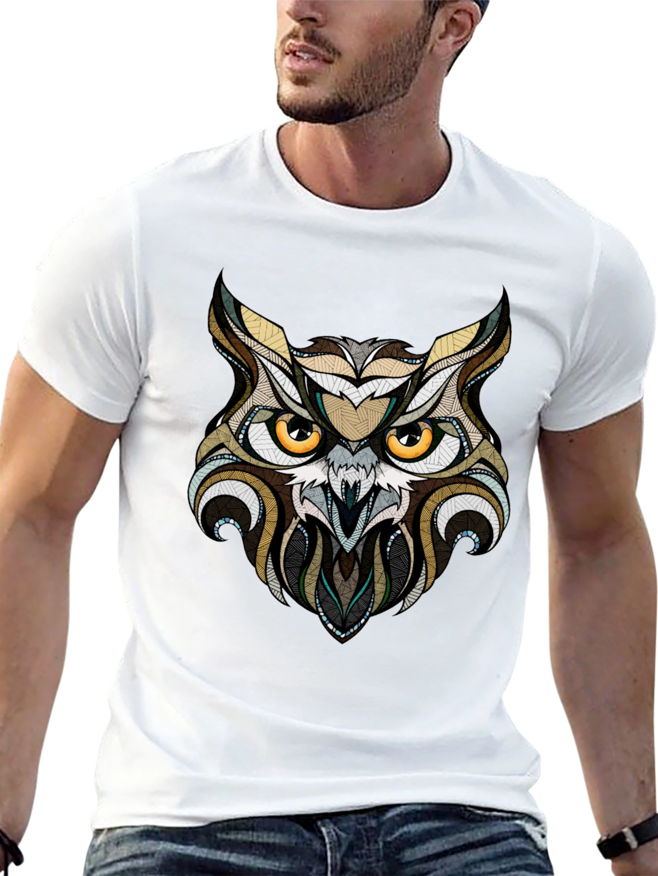 Owl Graphic Print Black T-Shirt