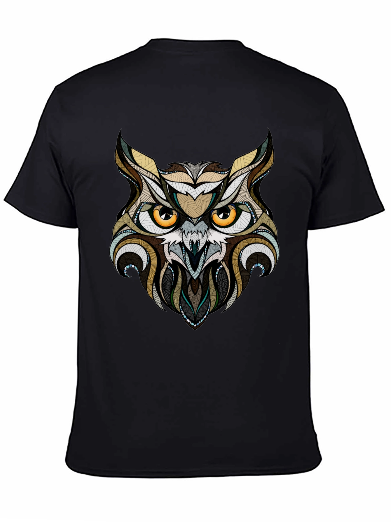 Owl Graphic Print Black T-Shirt