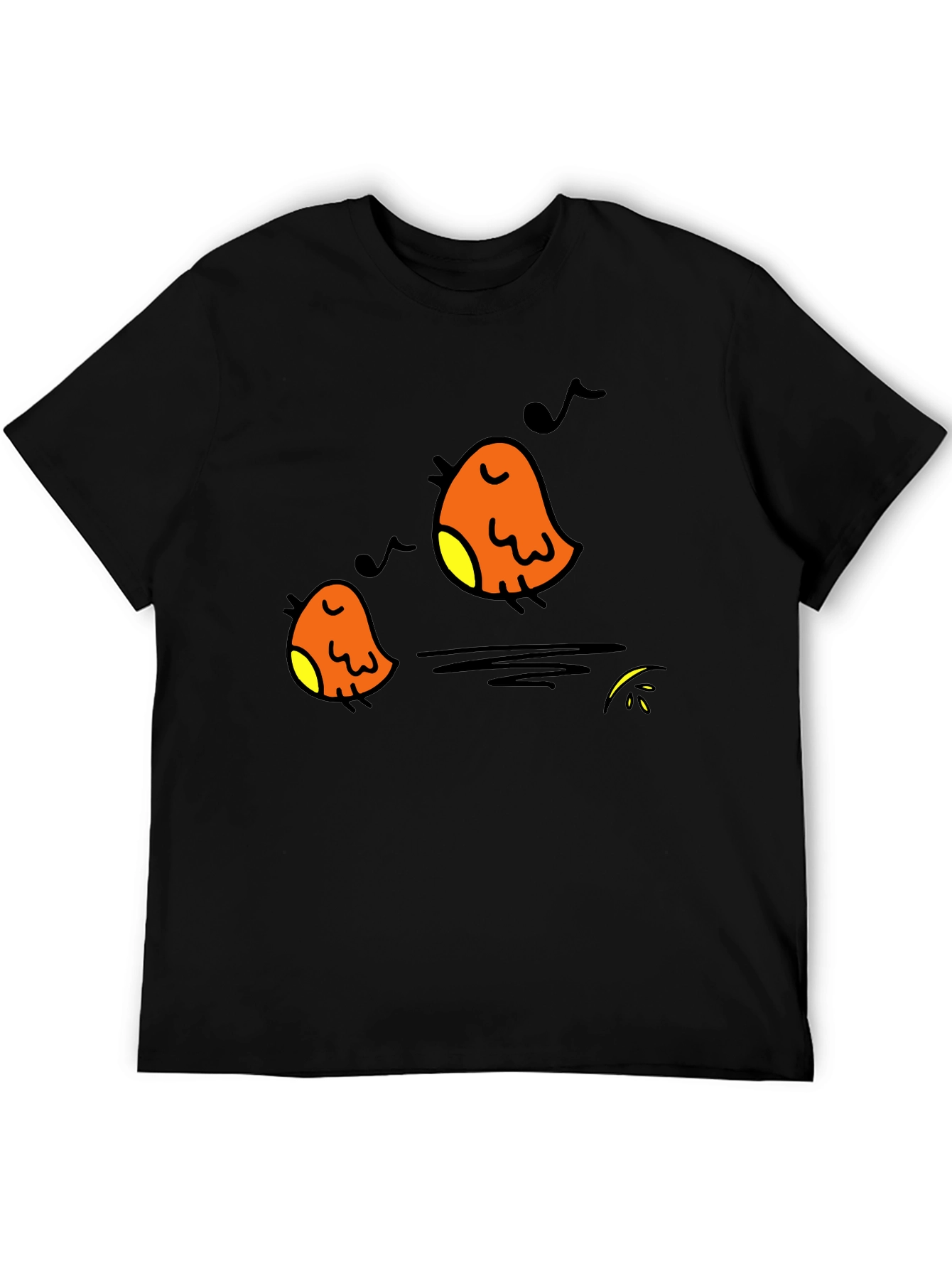 Singing Birds Black T-Shirt - Casual Comfort