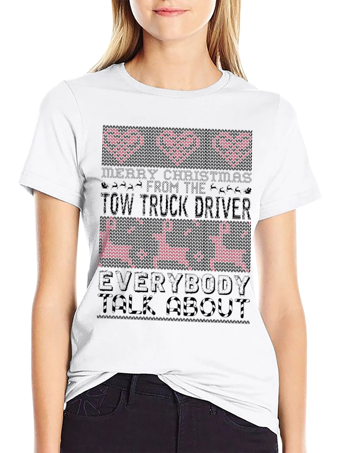Funny Tow Truck Driver Christmas Ugly Sweater T-Shirt