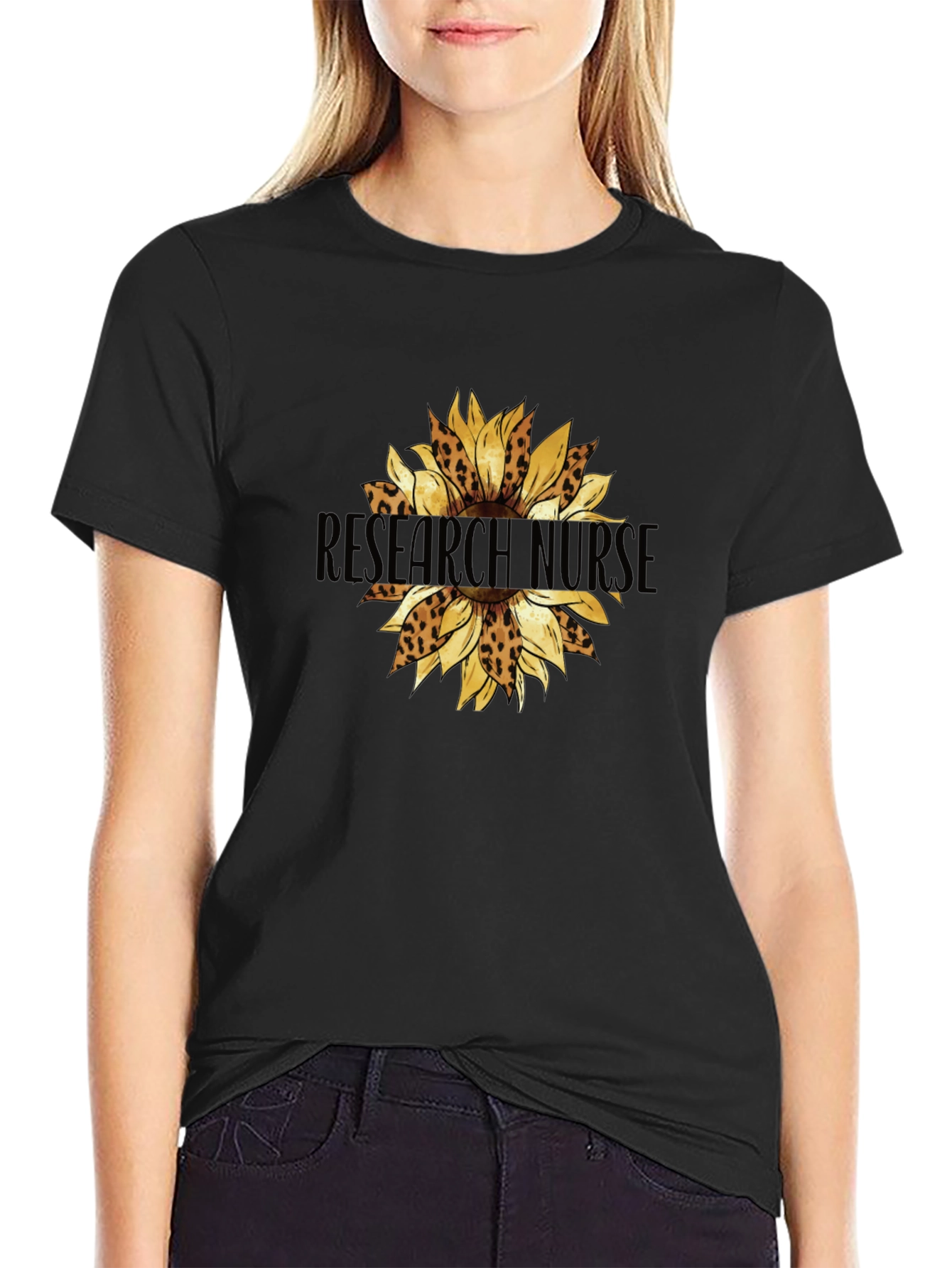 Research Nurse Leopard Sunflower Graphic Tee