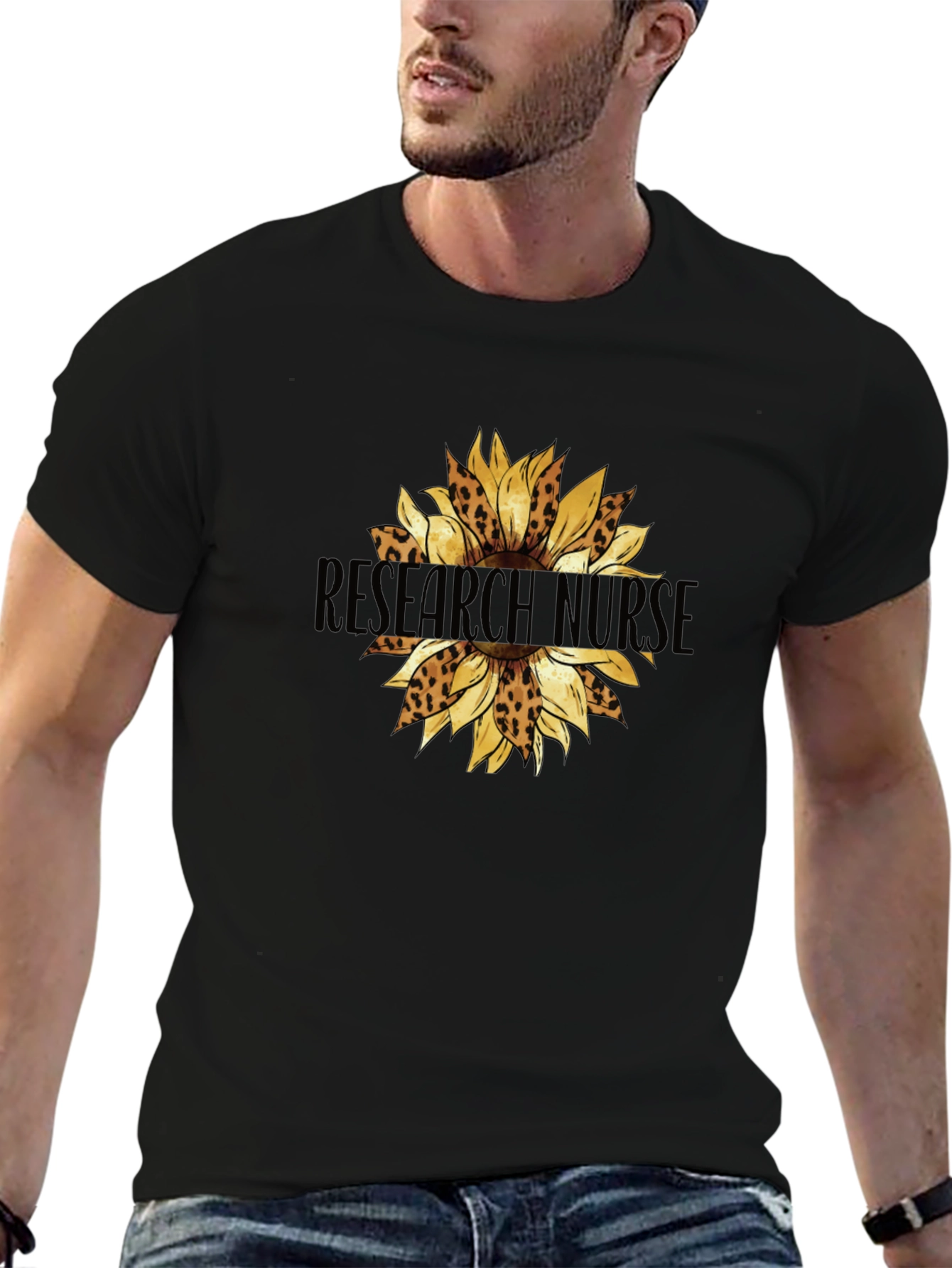 Research Nurse Leopard Sunflower Graphic Tee