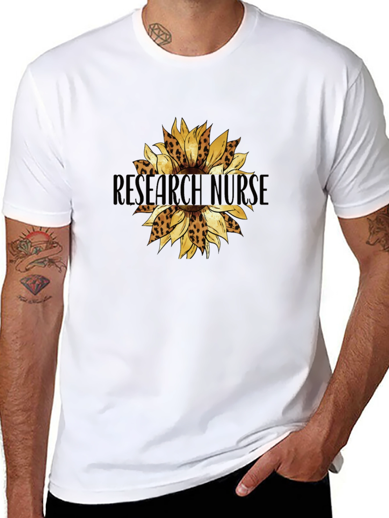 Research Nurse Leopard Sunflower Graphic Tee