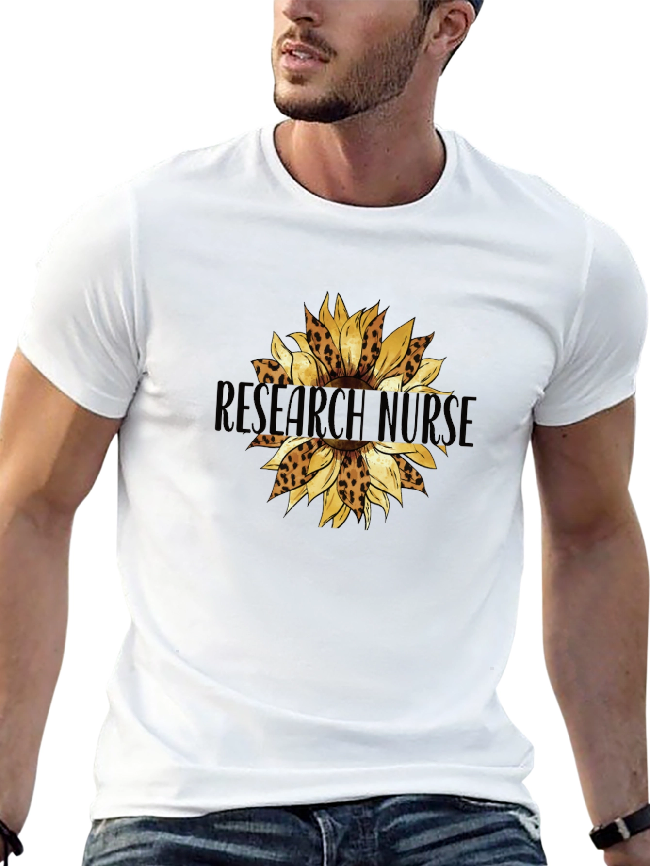 Research Nurse Leopard Sunflower Graphic Tee