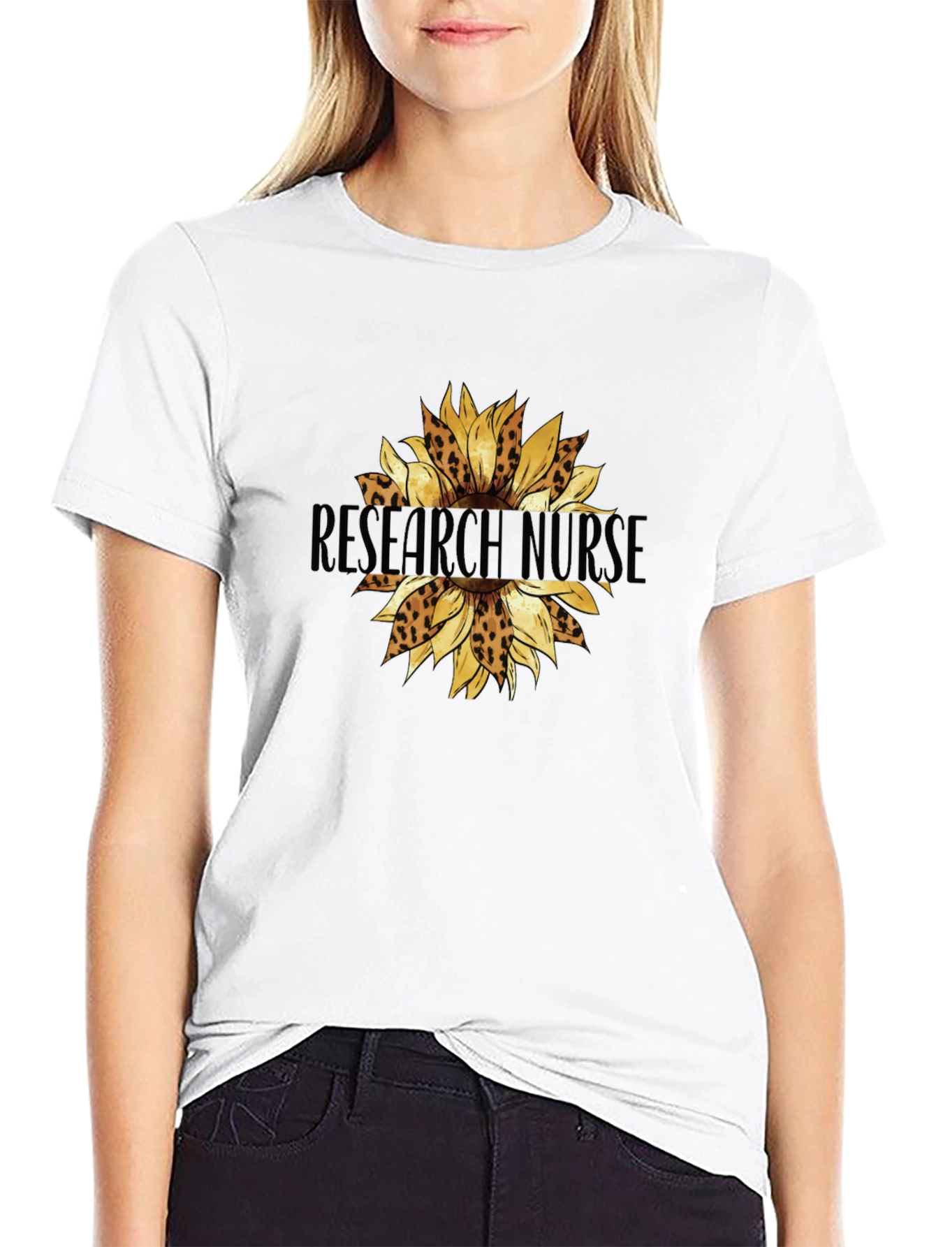Research Nurse Leopard Sunflower Graphic Tee