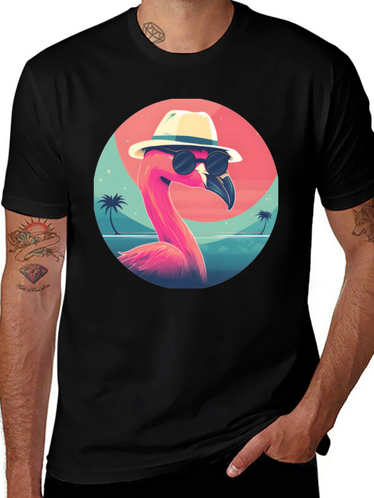 Cool Flamingo Graphic Tee - Black