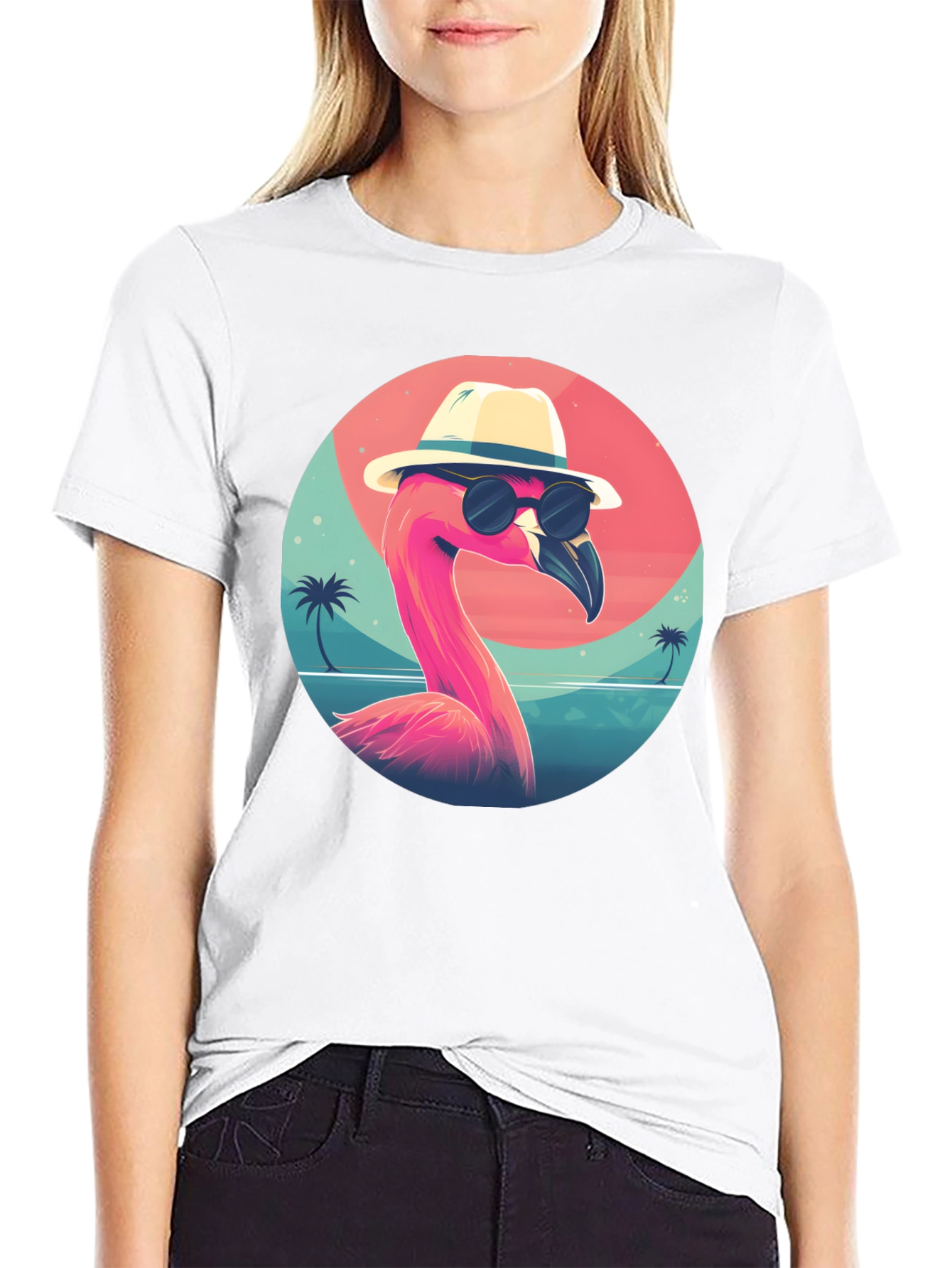Cool Flamingo Graphic Tee - Black
