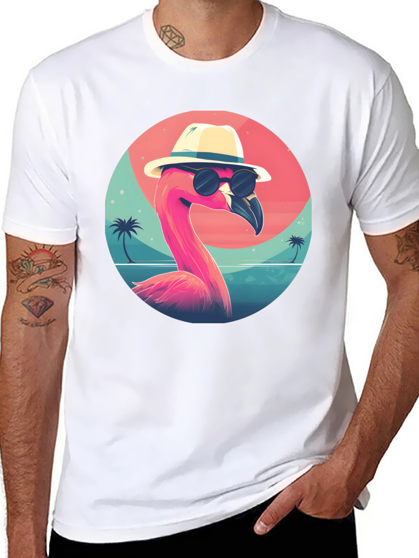 Cool Flamingo Graphic Tee - Black