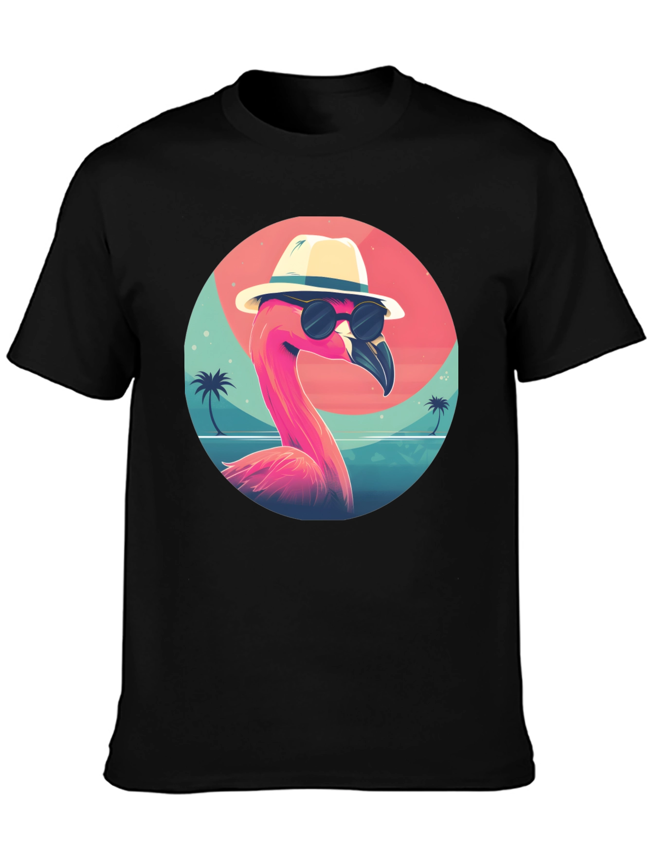 Cool Flamingo Graphic Tee - Black