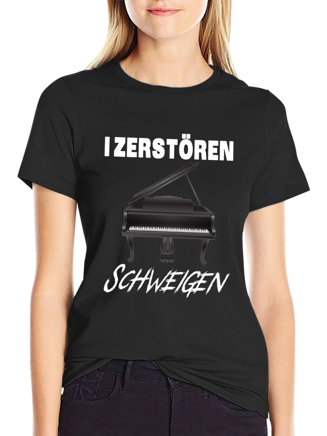 I Zerstoren Schweigen Piano Graphic Tee - Black