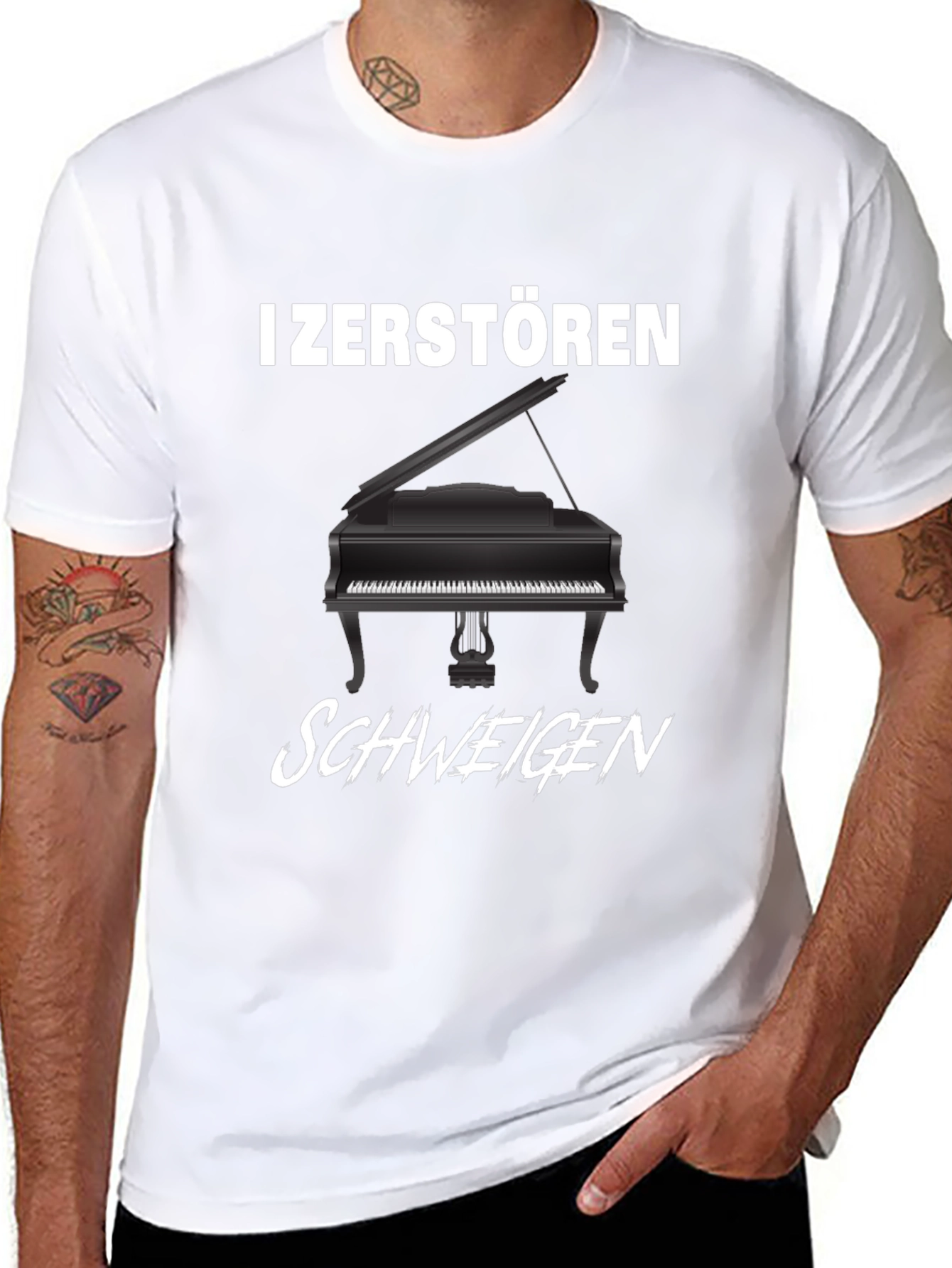 I Zerstoren Schweigen Piano Graphic Tee - Black