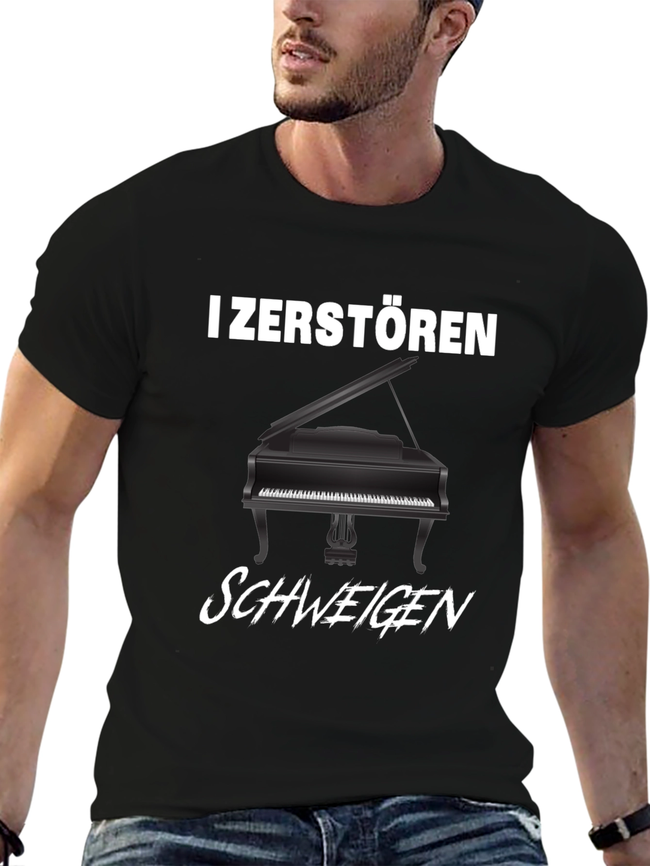 I Zerstoren Schweigen Piano Graphic Tee - Black