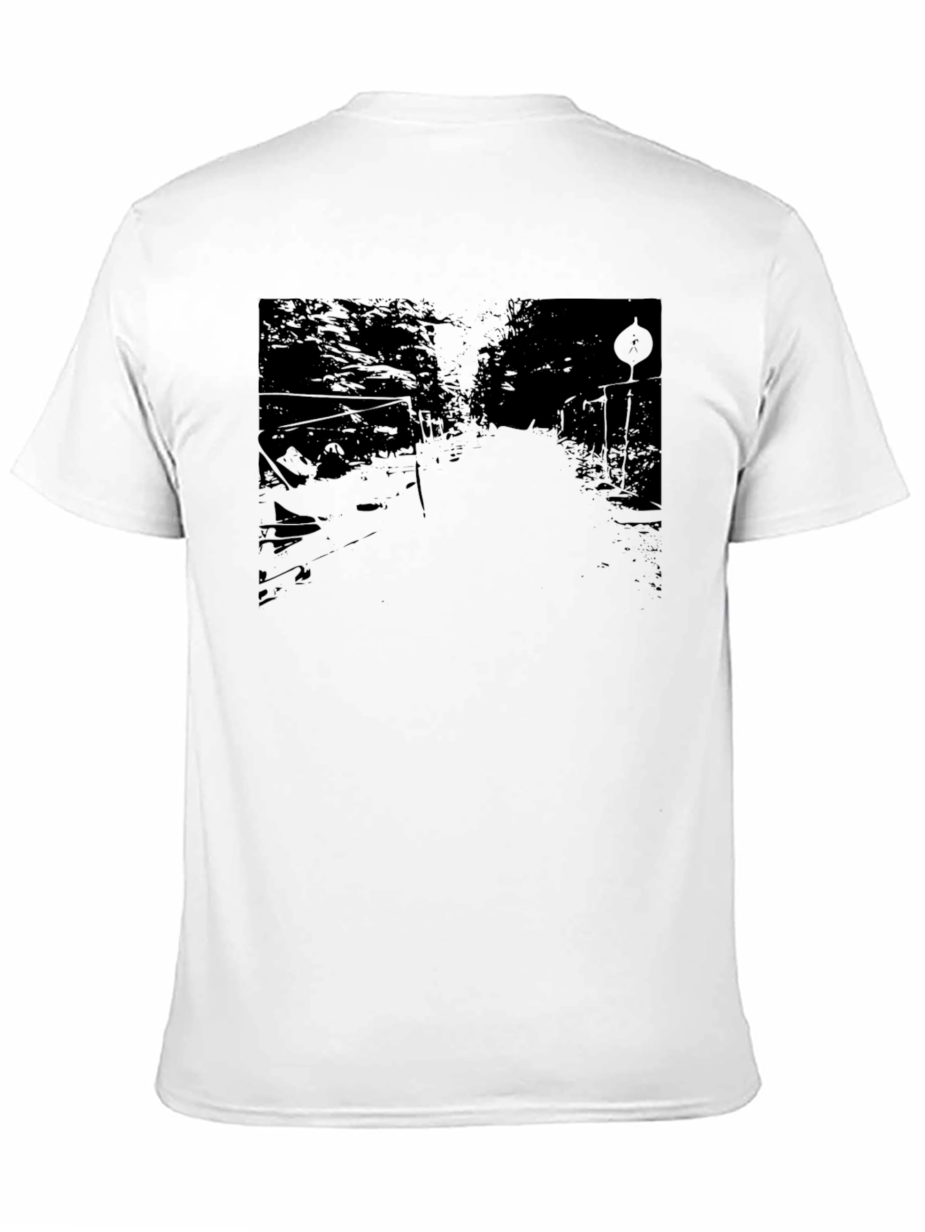 Mens Black Graphic Tee - Road Scene Design