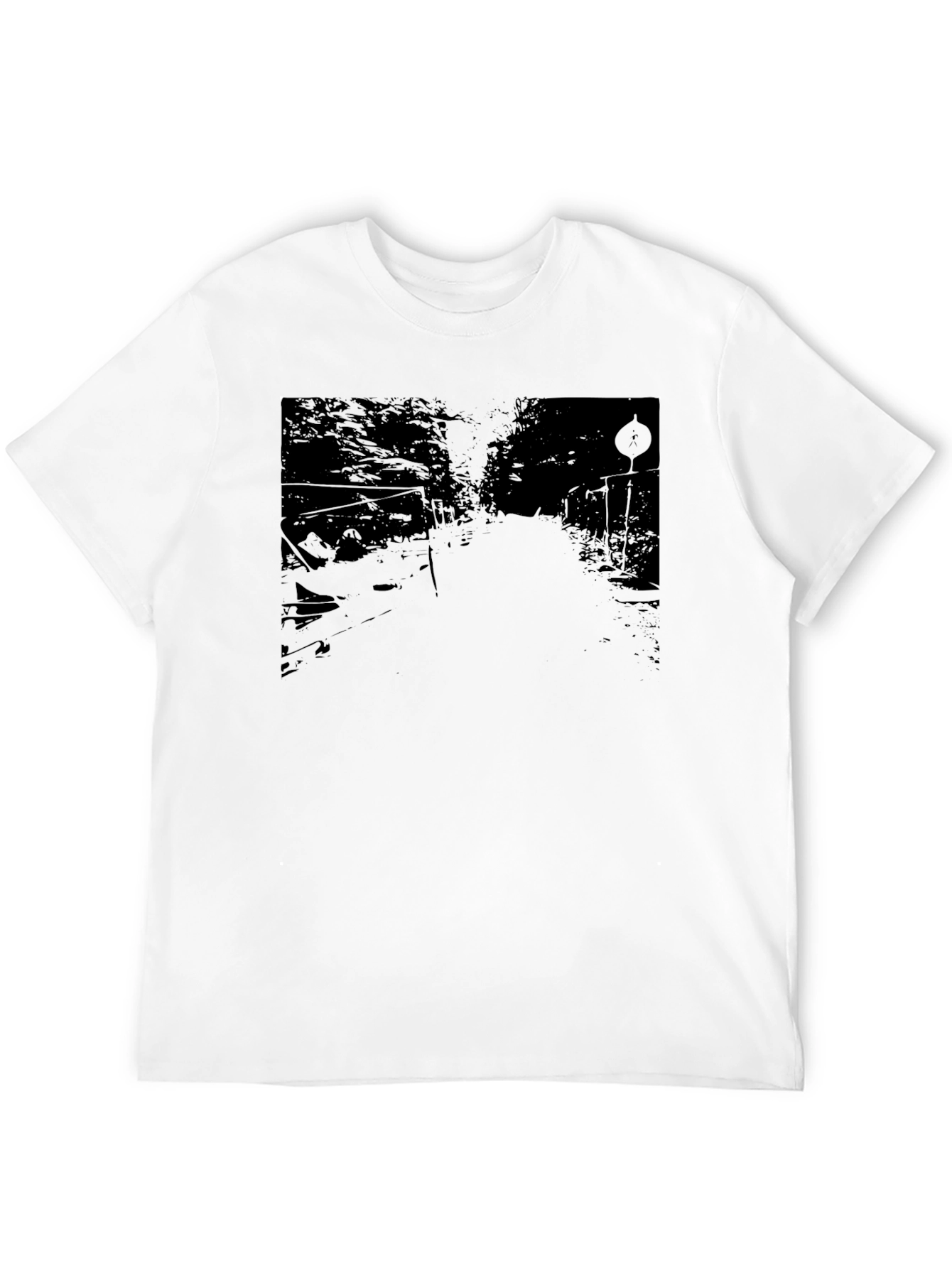 Mens Black Graphic Tee - Road Scene Design