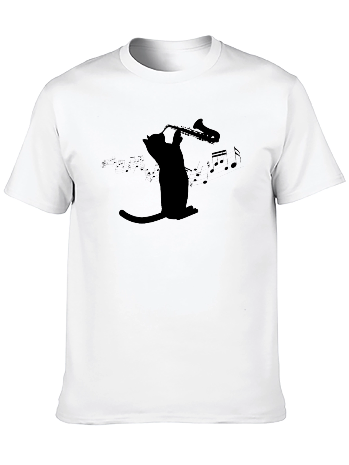 Cat Saxophone Black Graphic Tee