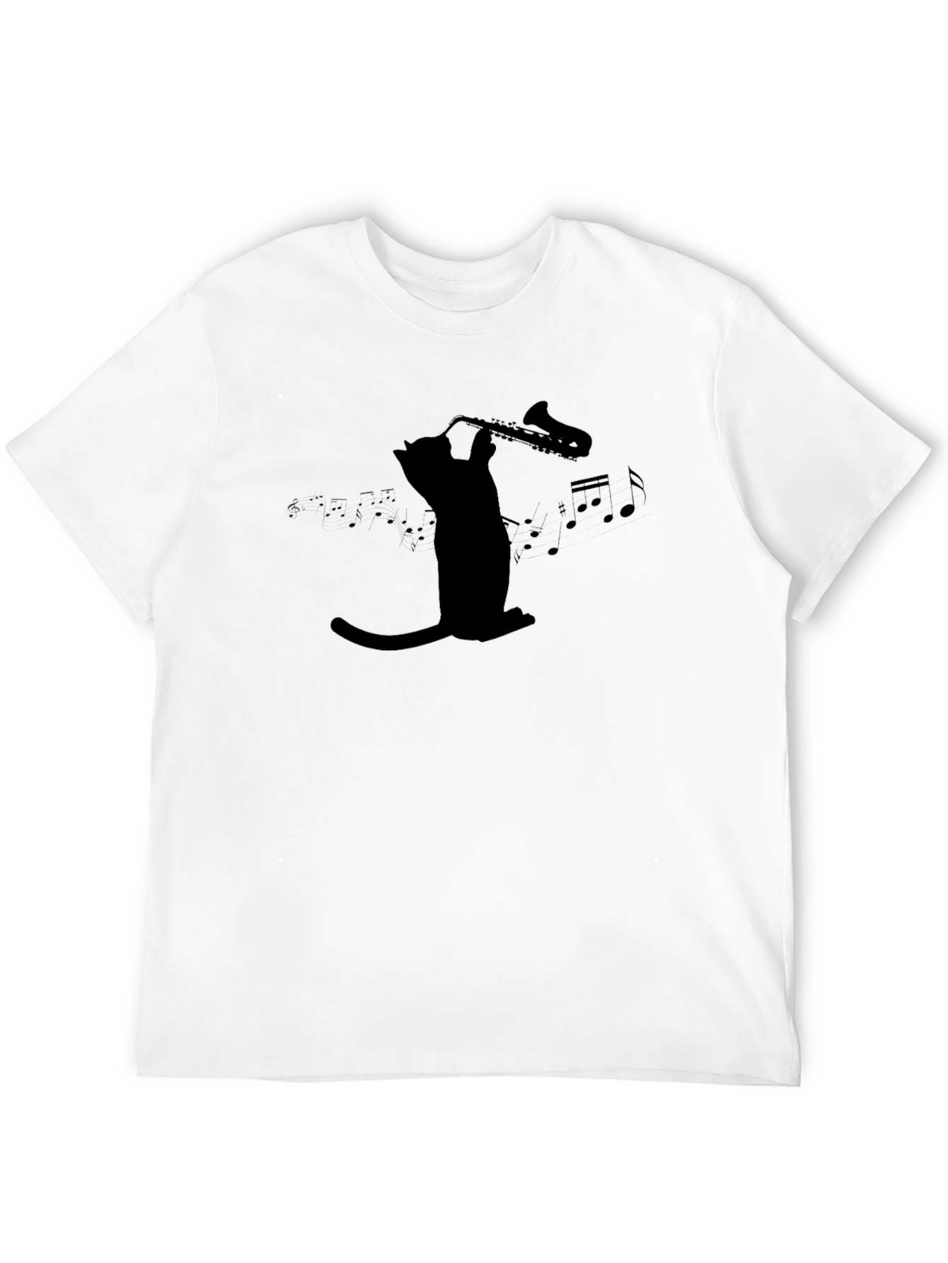 Cat Saxophone Black Graphic Tee