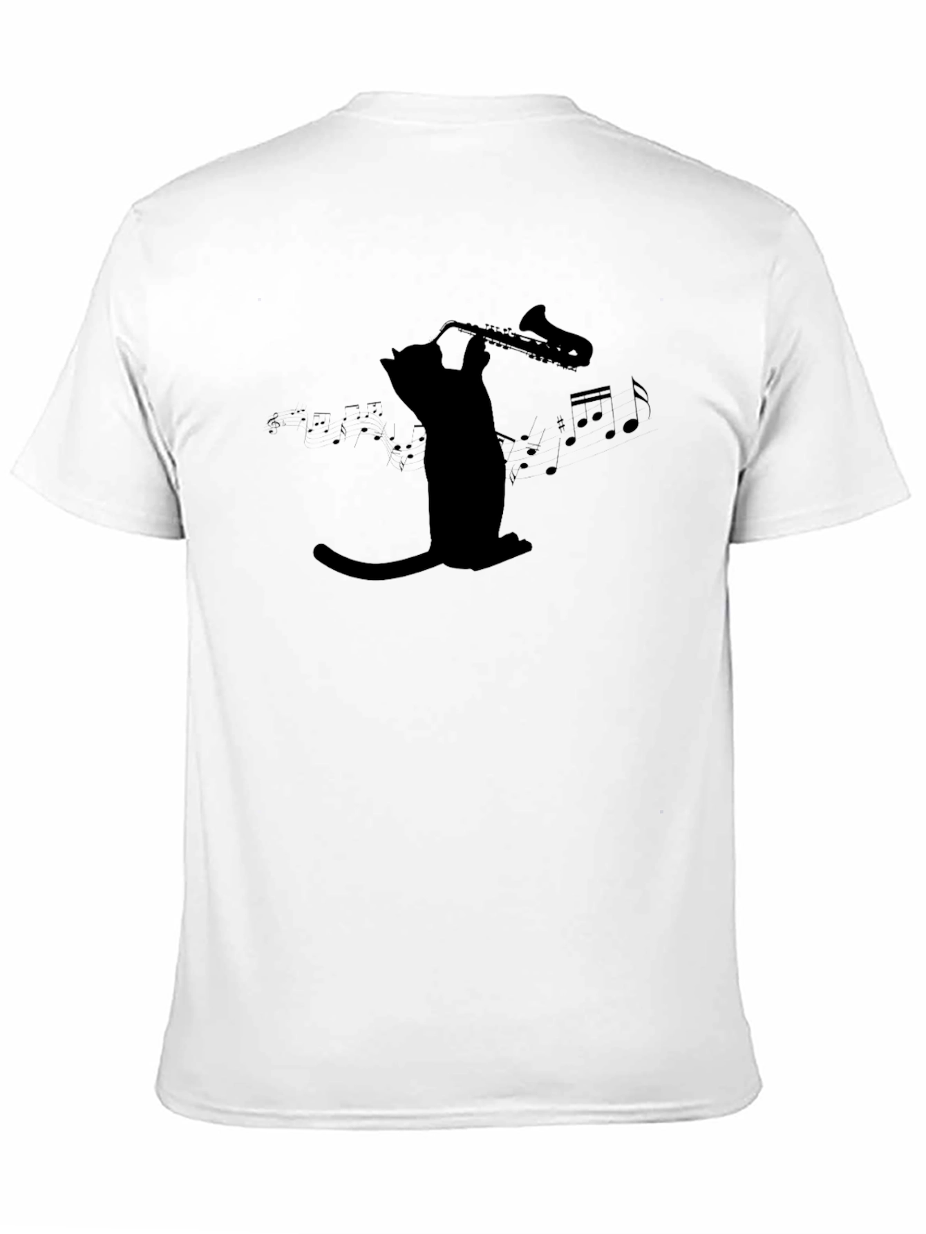 Cat Saxophone Black Graphic Tee