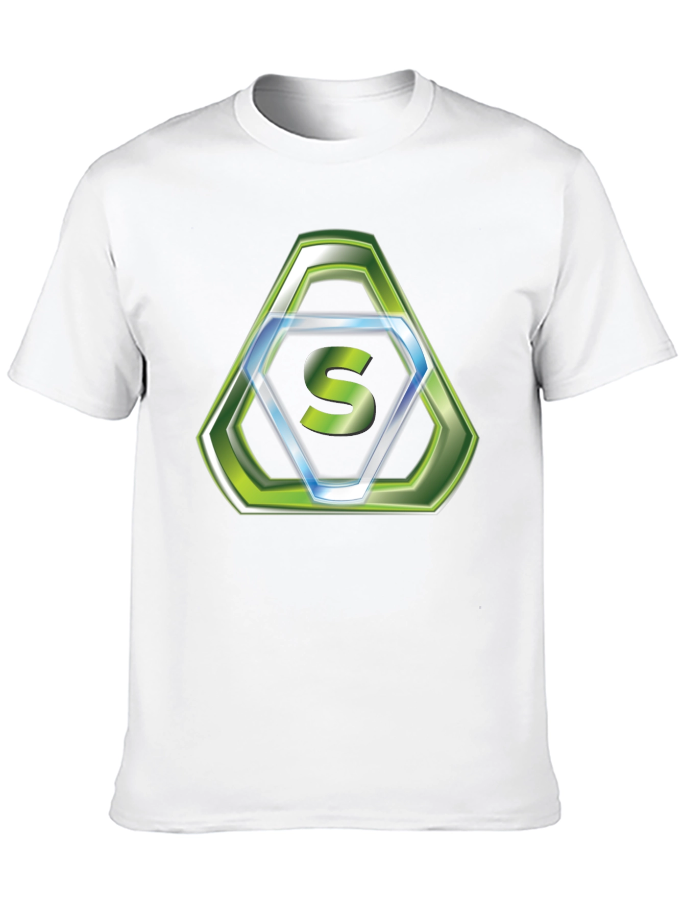 Stylish Black T-Shirt with Green Hexagon S Logo