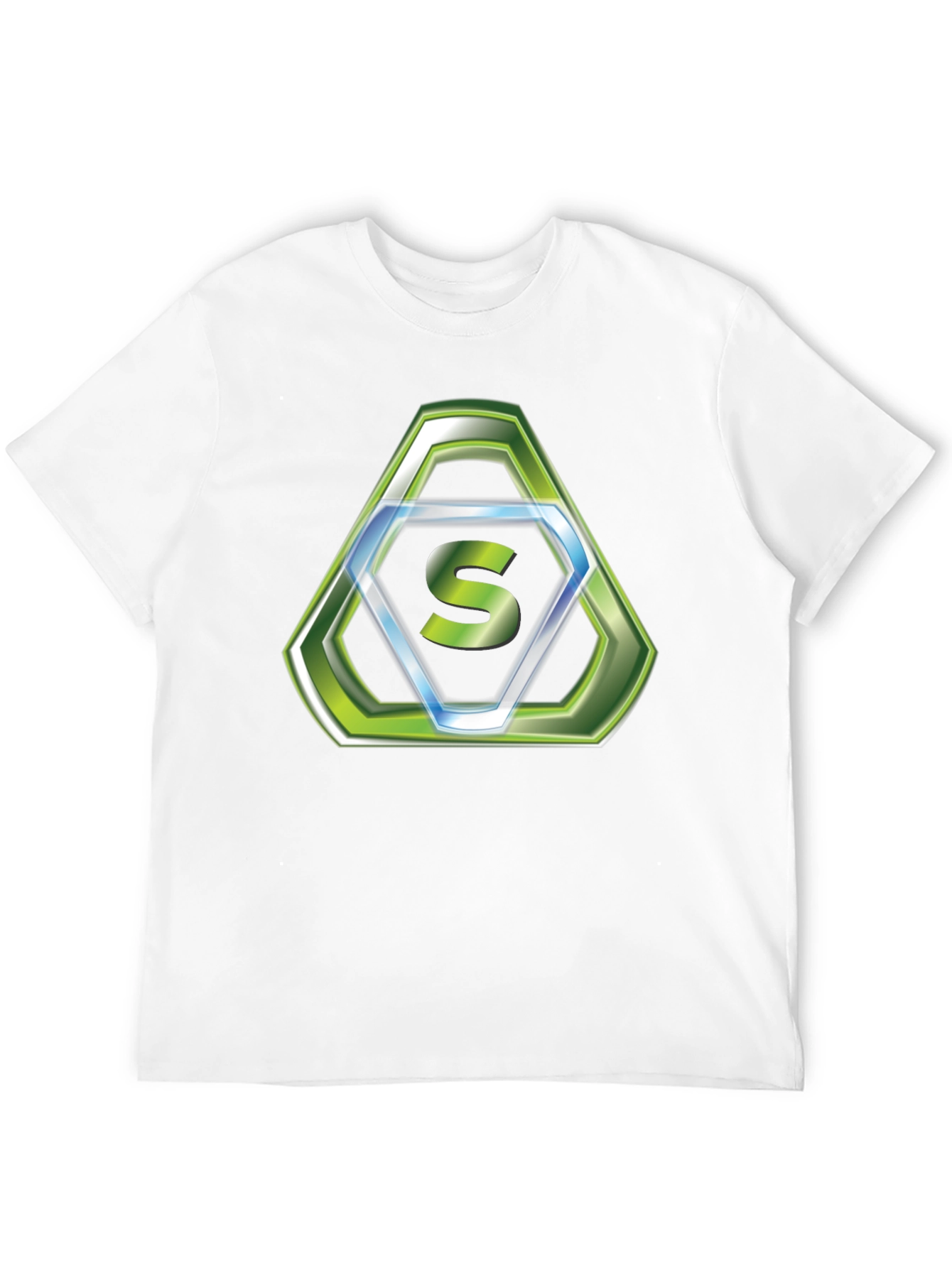 Stylish Black T-Shirt with Green Hexagon S Logo