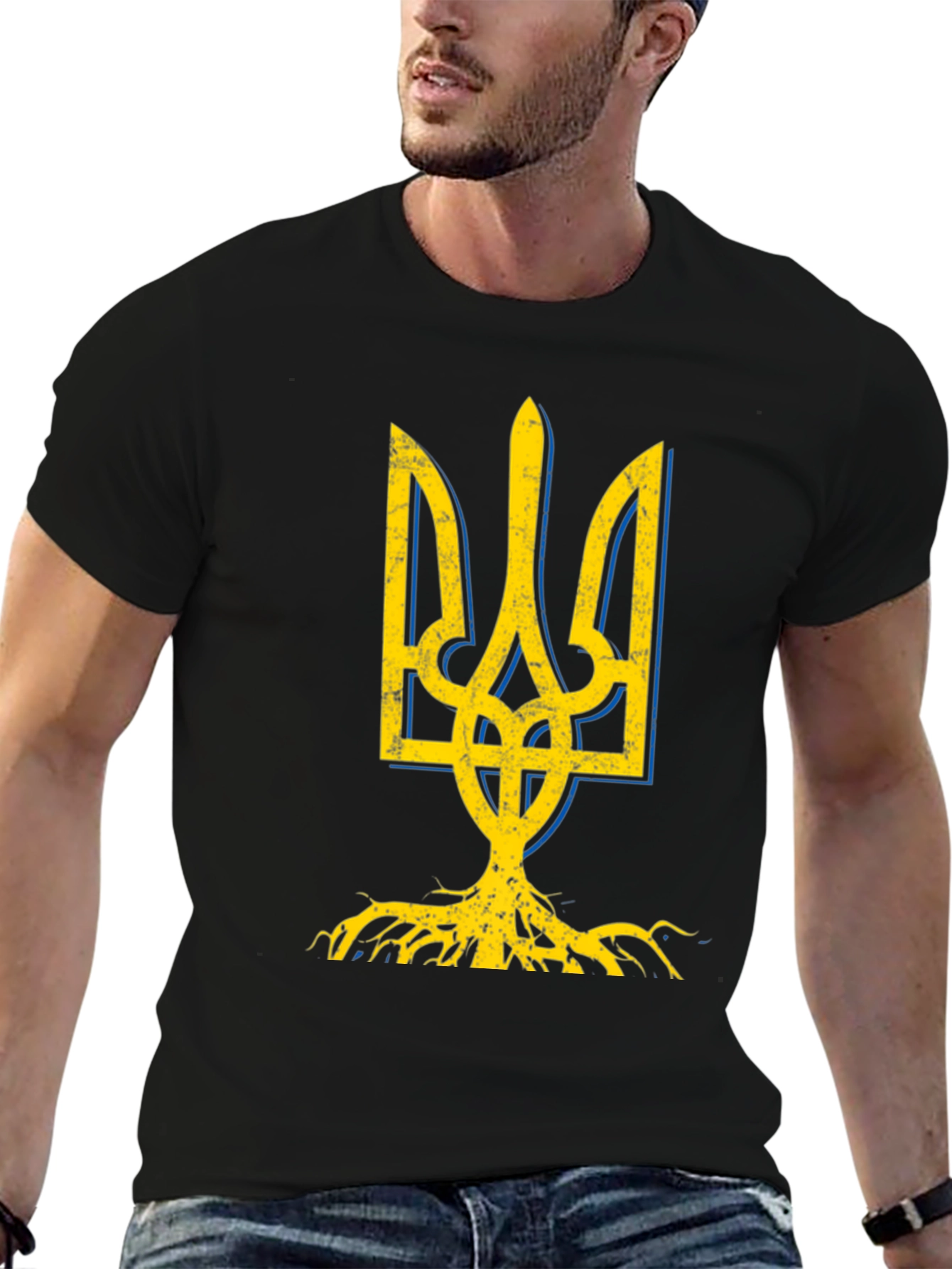 Ukraine Trident Roots Graphic Tee - Black