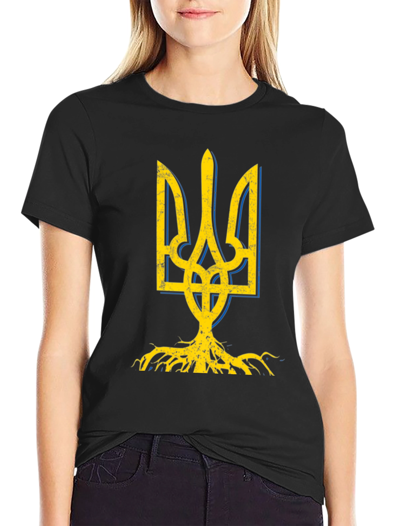 Ukraine Trident Roots Graphic Tee - Black