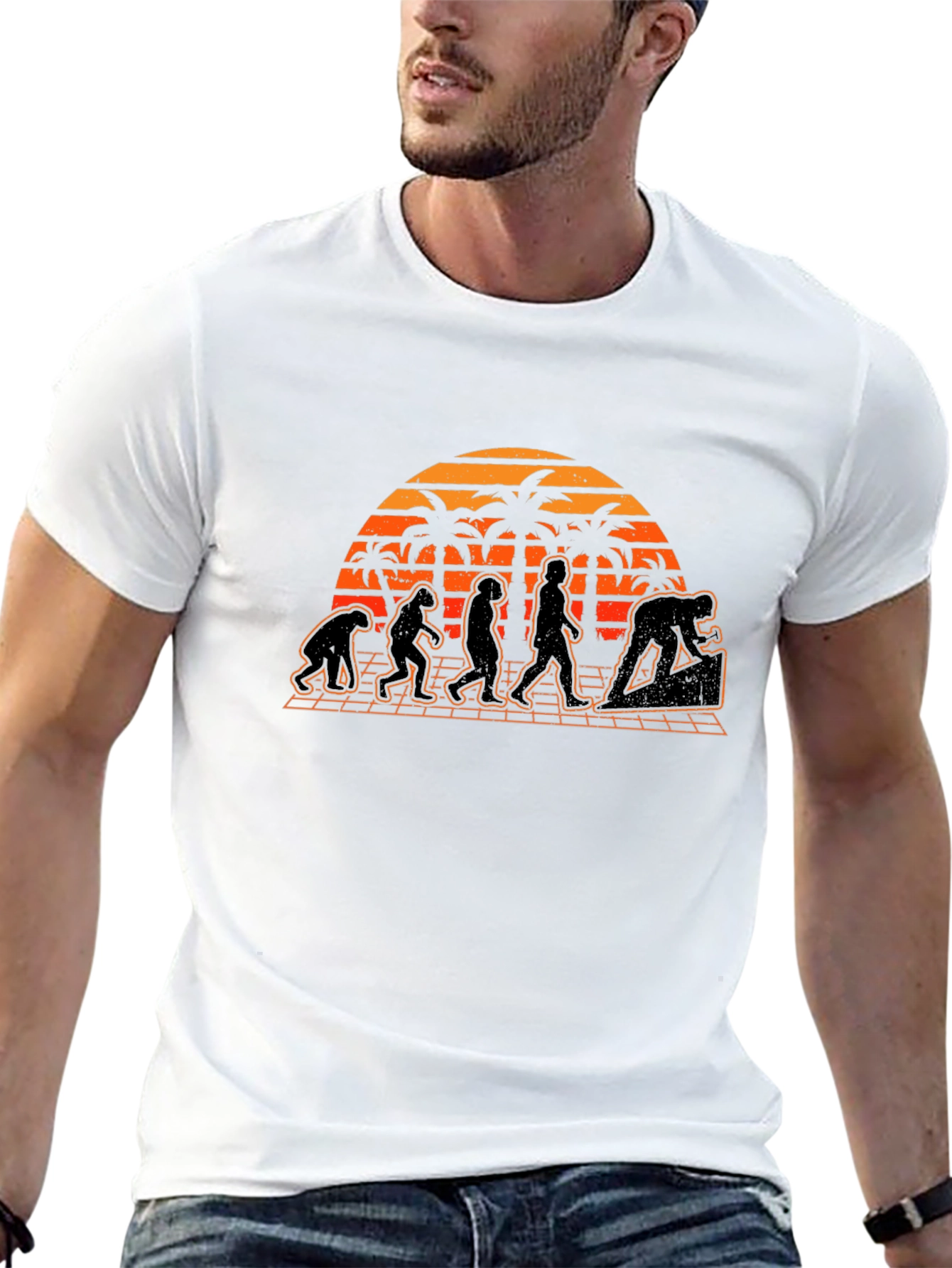 Evolution Graphic T-Shirt - Beach Sunset Design