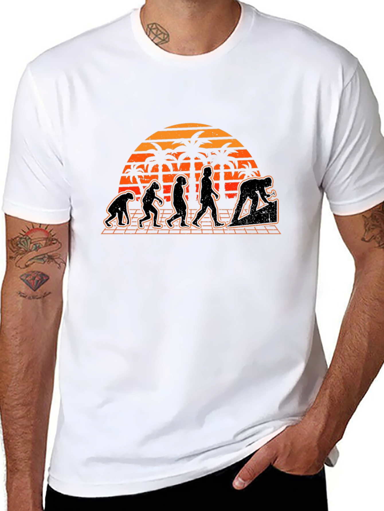 Evolution Graphic T-Shirt - Beach Sunset Design