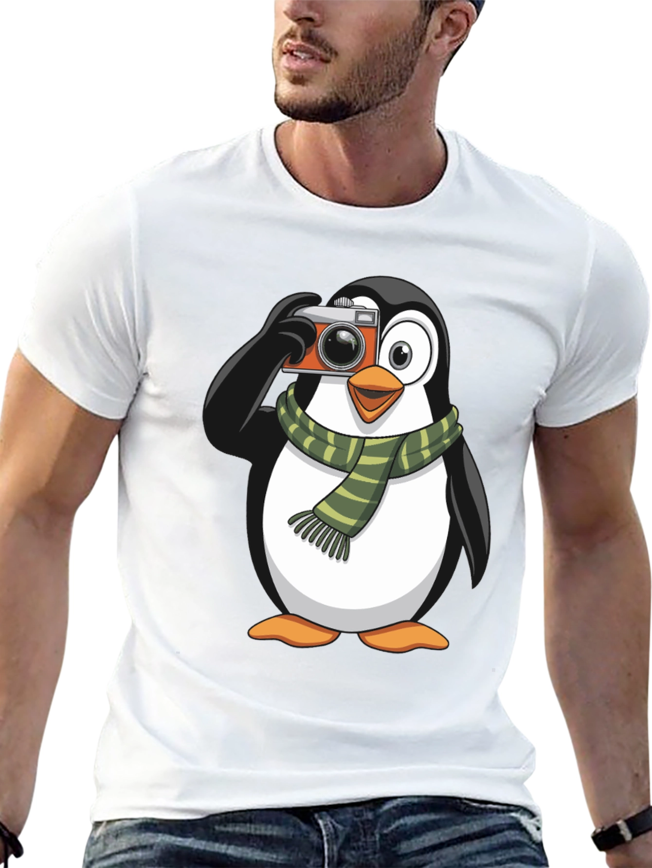 Penguin Photographer Graphic T-Shirt - Black
