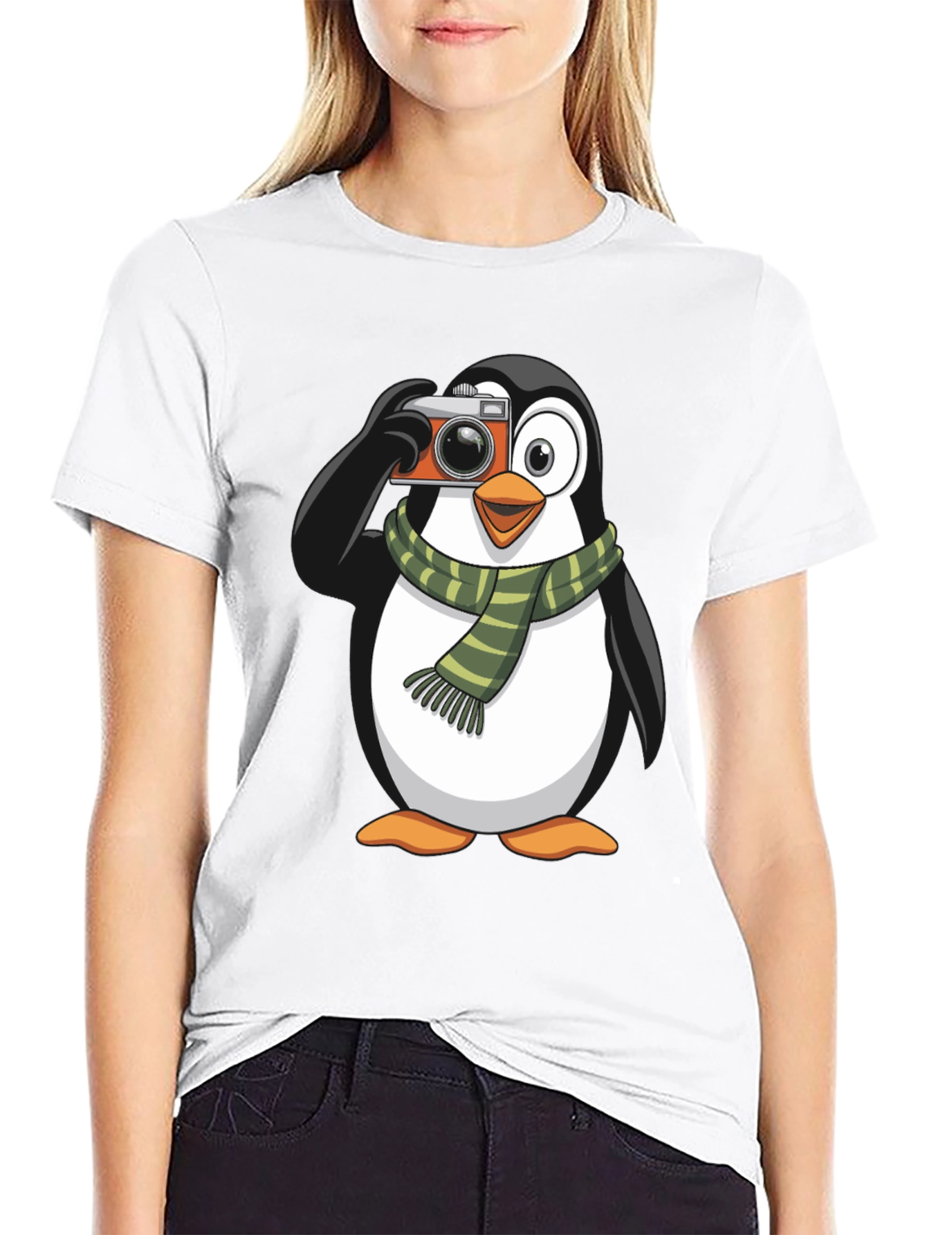 Penguin Photographer Graphic T-Shirt - Black
