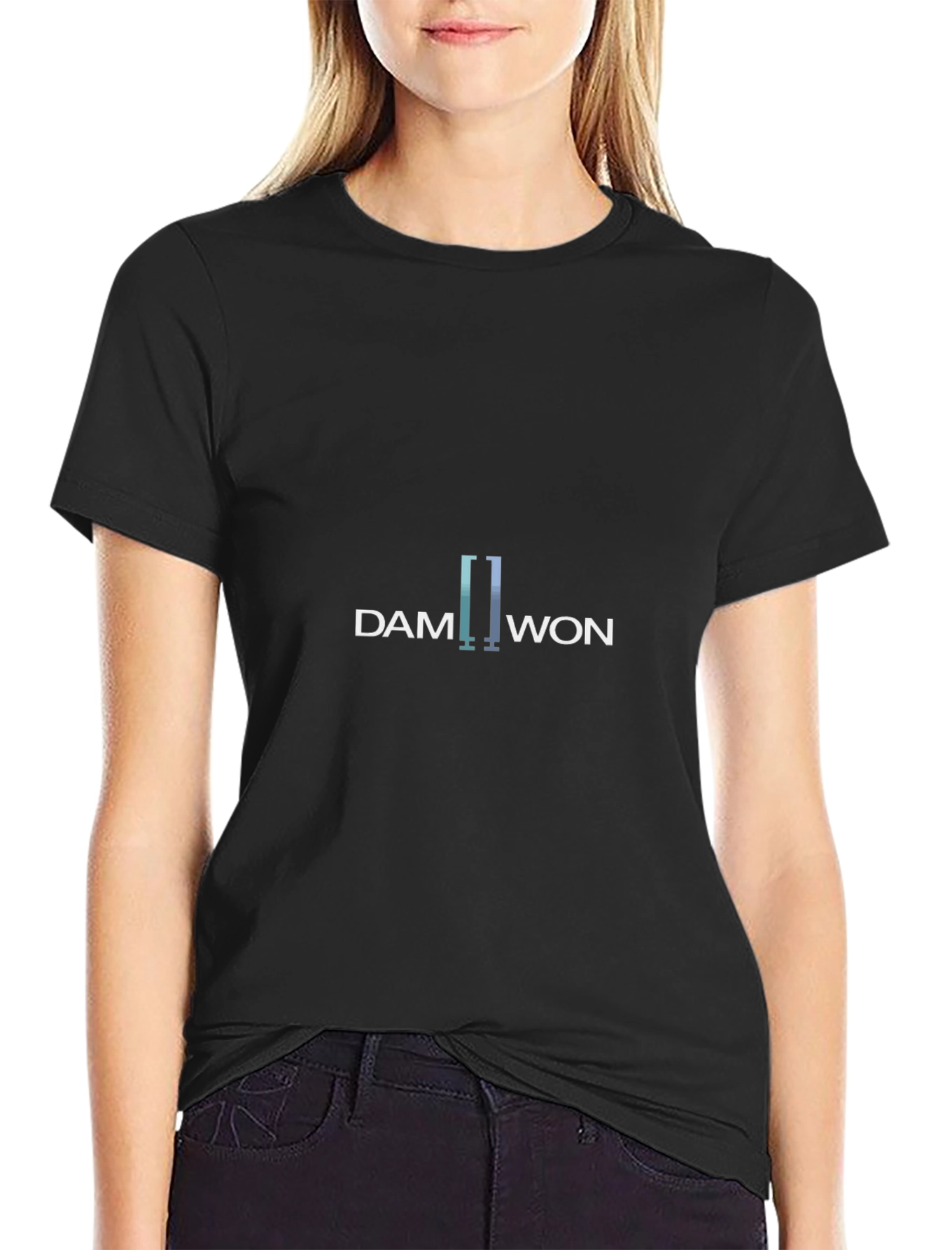 DAMWON Graphic Tee - Sleek Black Cotton Blend T-Shirt