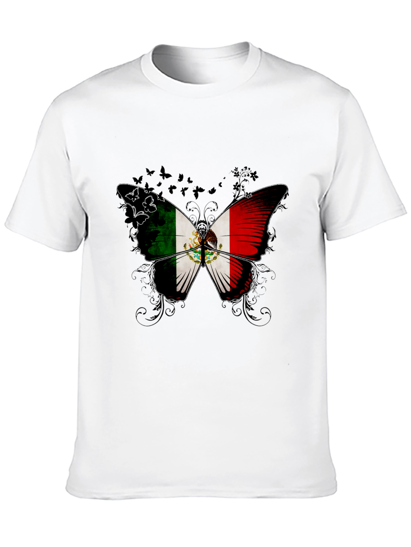 Mexico Flag Butterfly Graphic T-Shirt